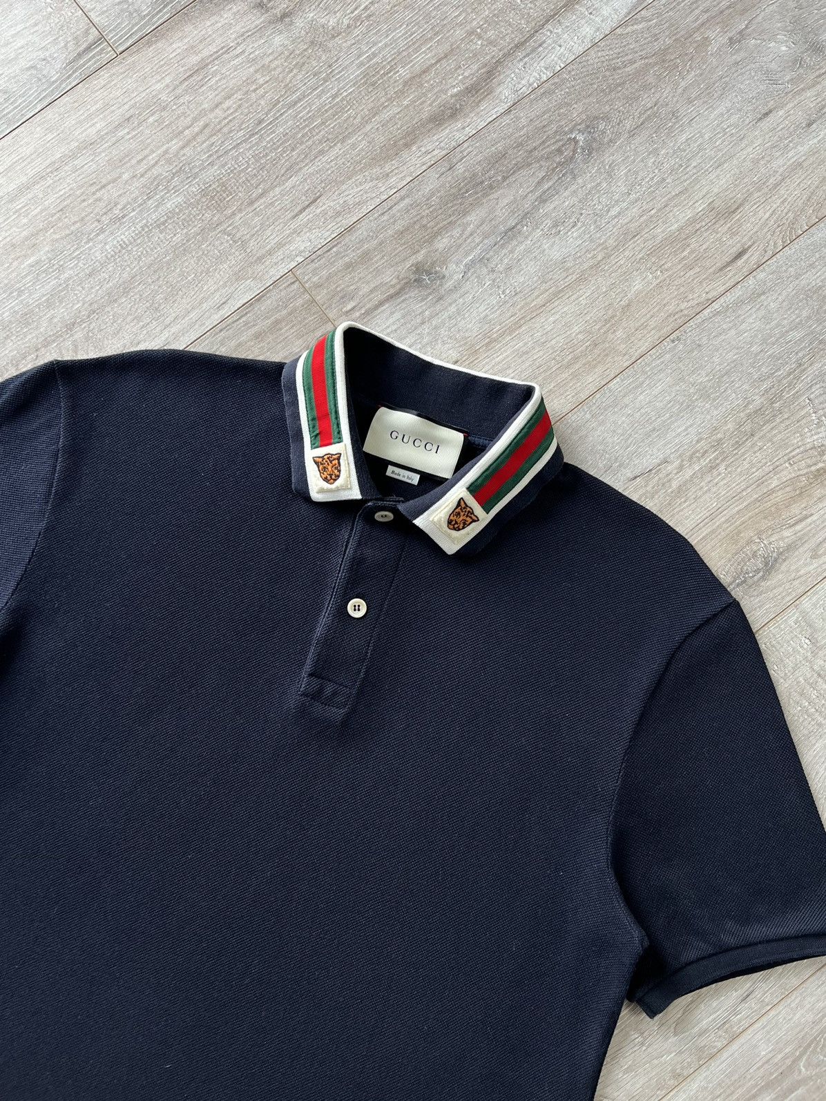Gucci GUCCI Cotton Polo with Web Stipe and Tiger Head(Retail 800$) Size US L / EU 52-54 / 3 - 3 Thumbnail