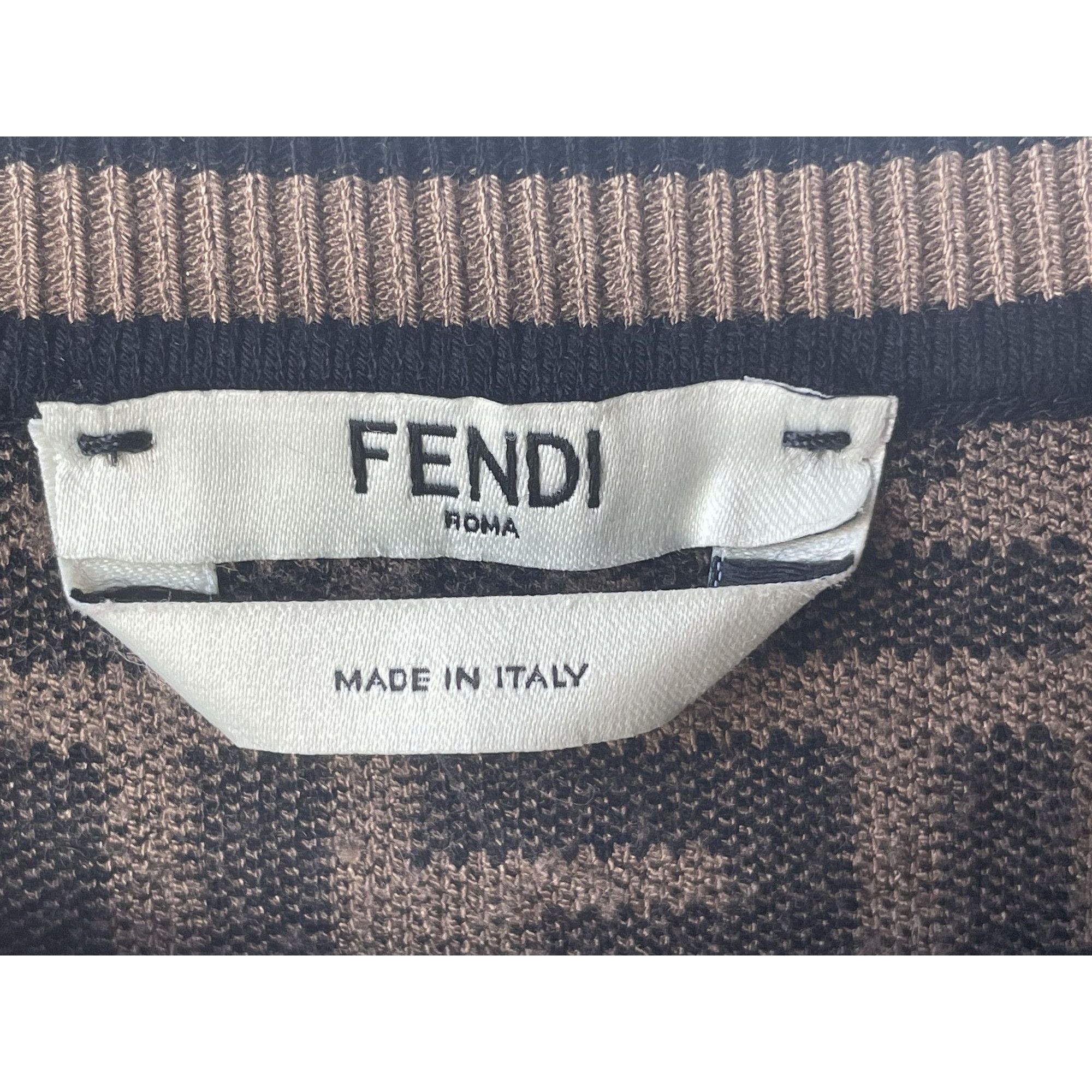 Fendi Fendi Roma Womens FF Logo Knit Top In Brown & Black Size 44 Size M / US 6-8 / IT 42-44 - 3 Thumbnail