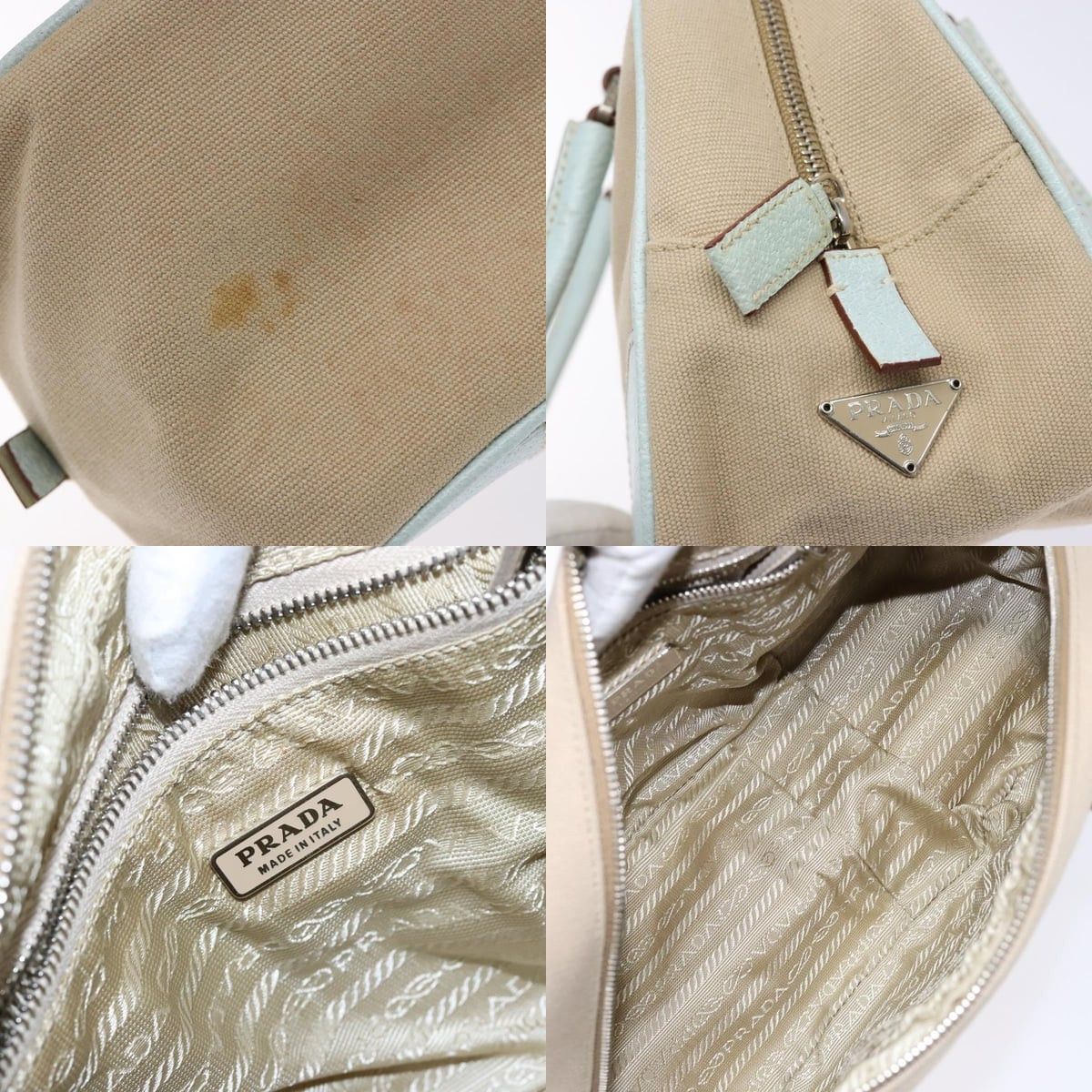 Prada PRADA Hand Bag Canvas Beige Silver Size ONE SIZE - 11 Thumbnail