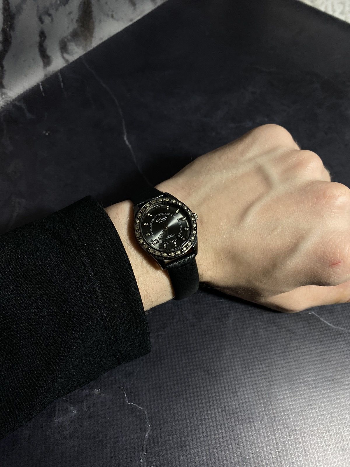 Vintage Omax Quartz Watch Japan Movement Black Dial Crystals Size ONE SIZE - 9 Thumbnail