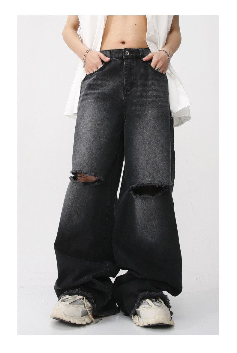 Japanese Brand Japanese retro loose ripped casual jeans y2k Size US 34 / EU 50 - 1 Thumbnail