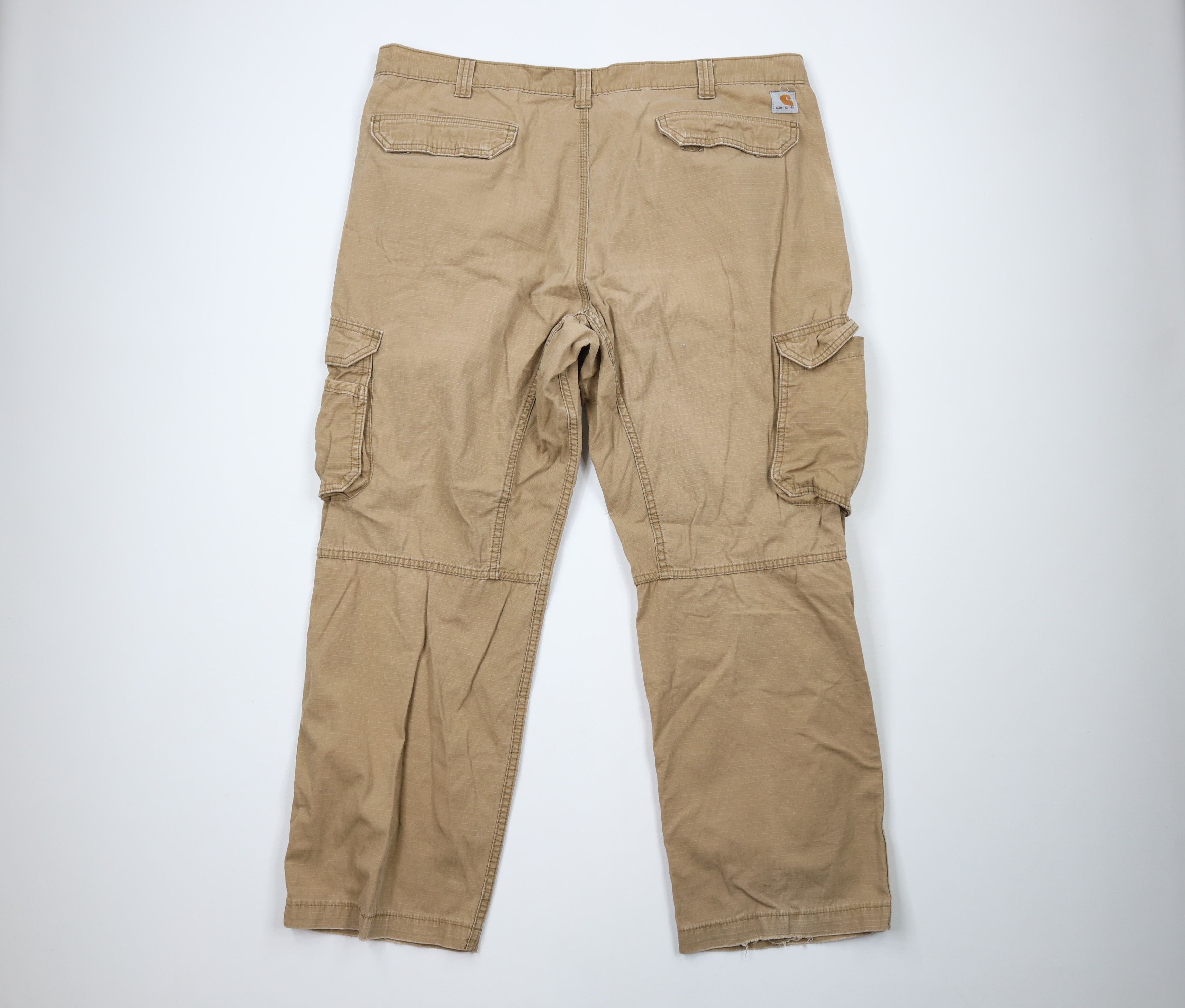 Carhartt × Vintage Vintage Carhartt Fit Ripstop Wide Leg Cargo Pants Beige Size 44 - 10 Thumbnail