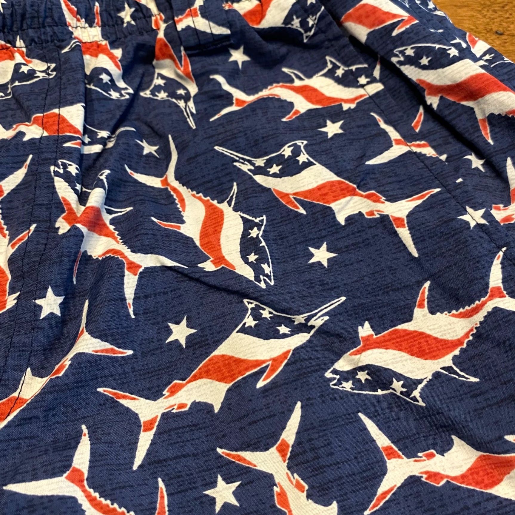 Vintage Columbia PFG Swim Trunks Mens S Blue Red Fish Drawstring Board Shorts 6" Beach Sports Mens Size US 29 - 2 Thumbnail