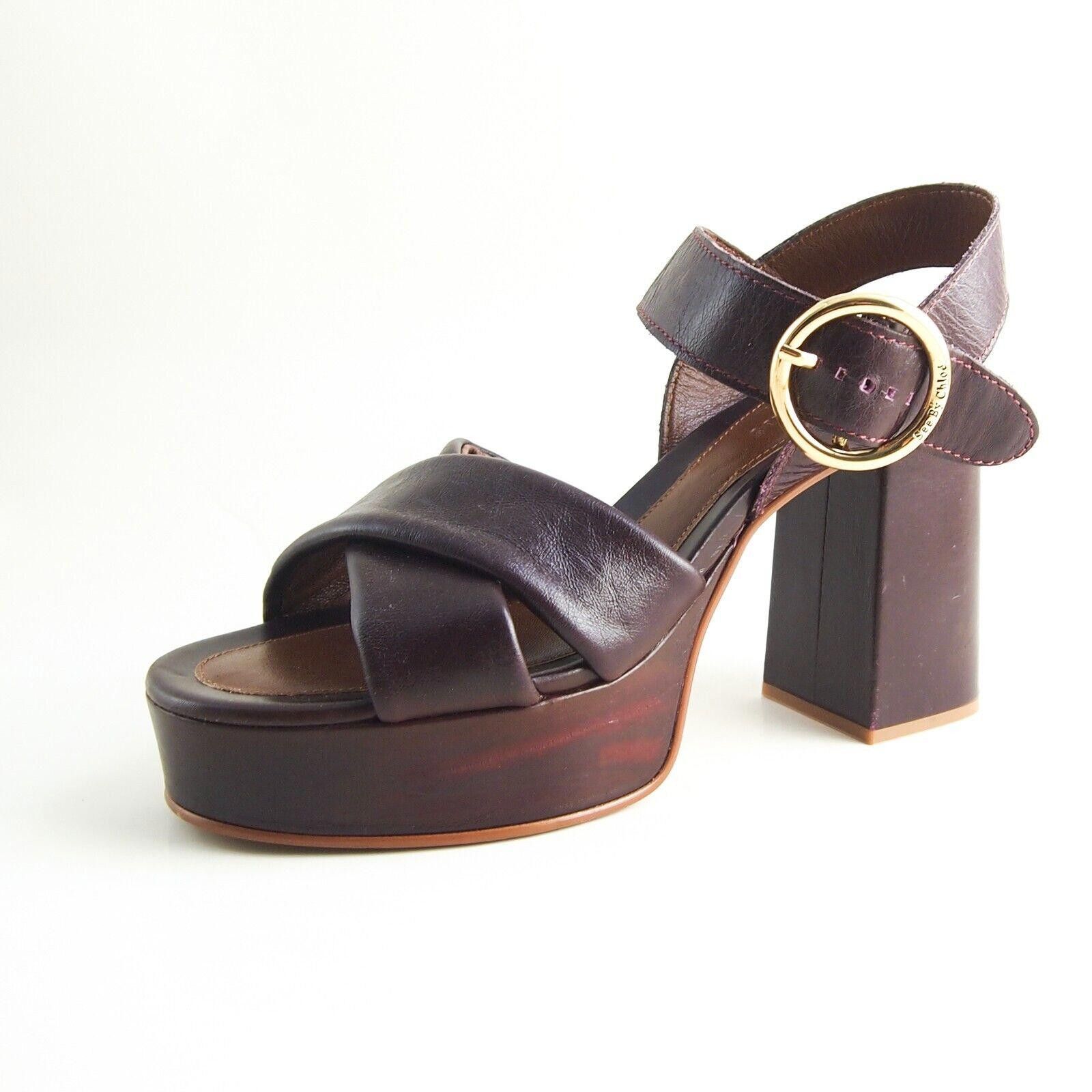 See by Chloe See by Chloe Lyna Sandals Heels Burgundy Leather EU 41 US 11 Size US 11 / IT 41 - 1 Thumbnail