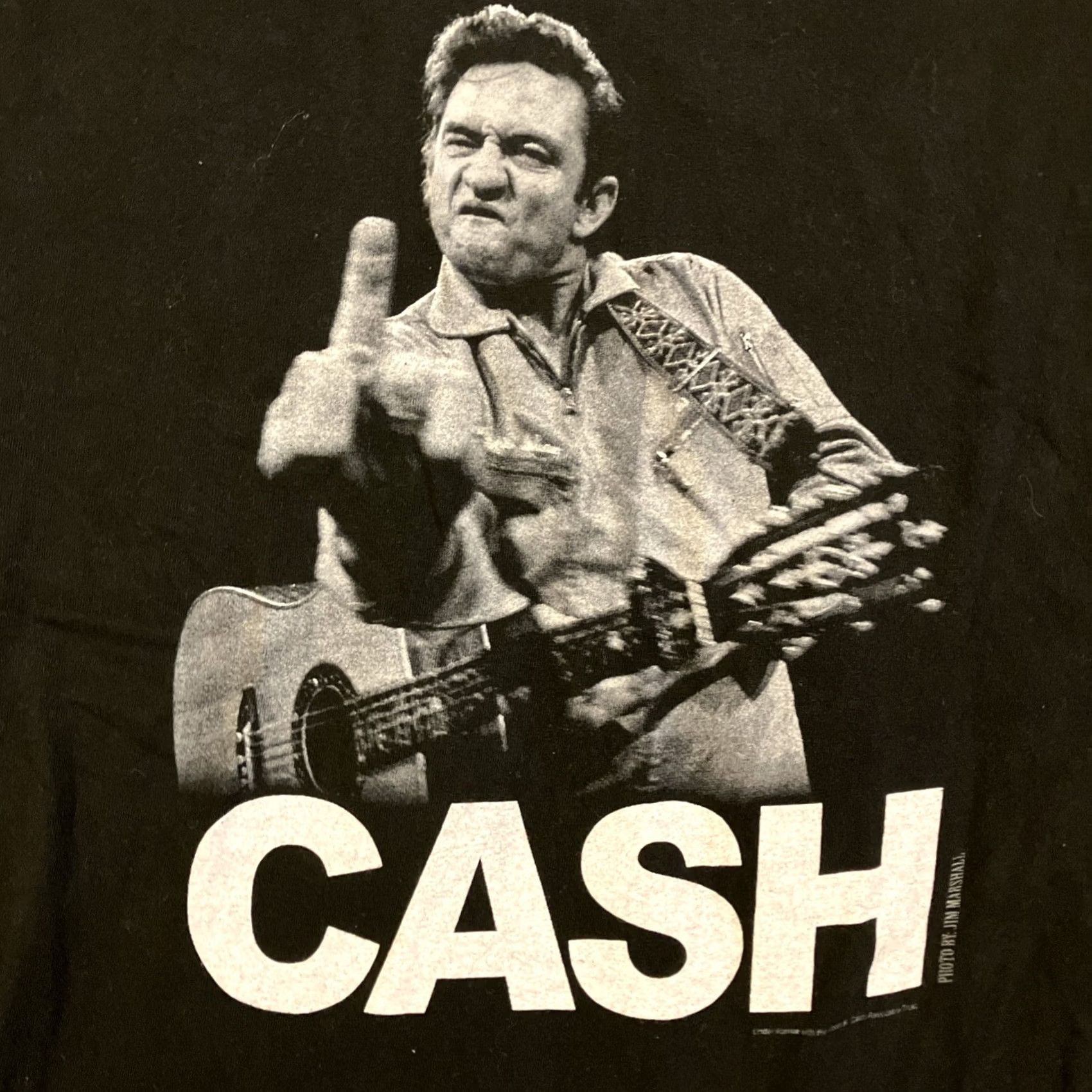 Vintage VINTAGE Jim Marshall Clothing Johnny Cash T-Shirt Black XL Short Sleeve Crew Neck Men Reg Logo RARE Middle Finger Size US XL / EU 56 / 4 - 3 Thumbnail