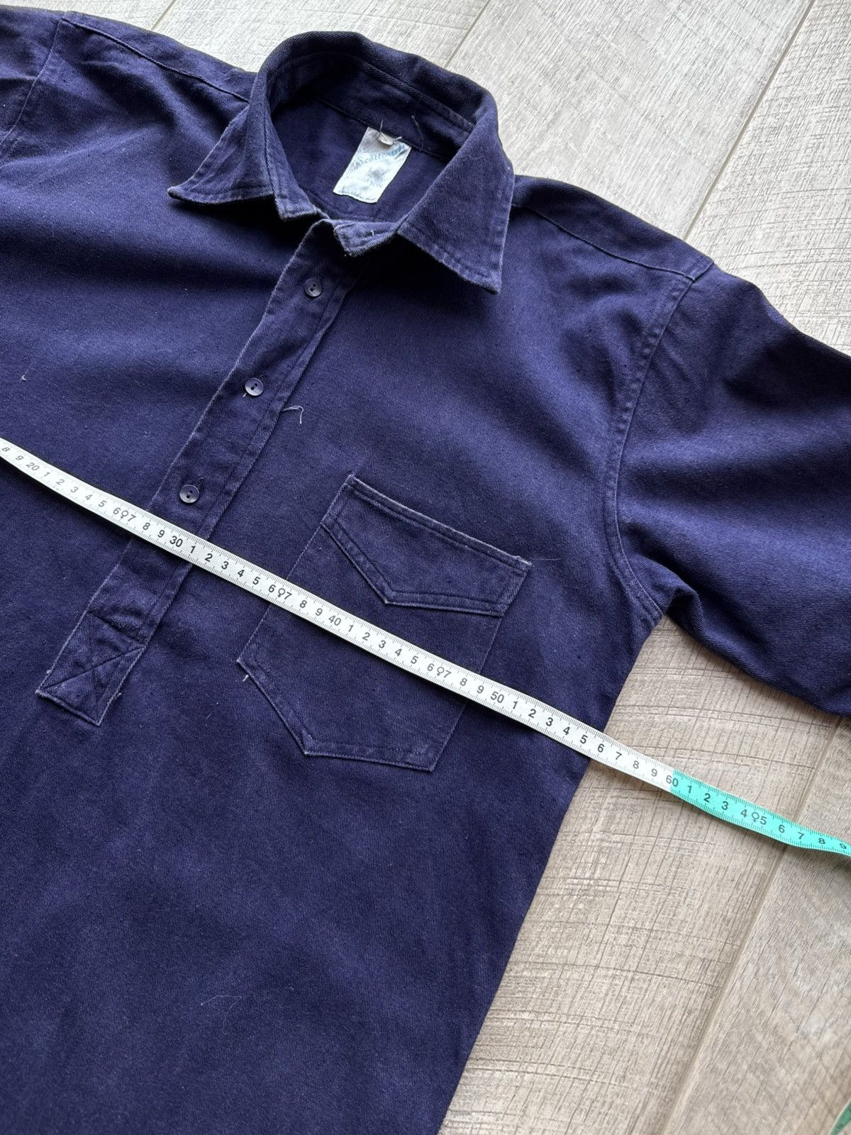 Vintage Soft Dark Blue Work Shirt by Scottcraft Washed Cotton Twill Size US L / EU 52-54 / 3 - 9 Thumbnail