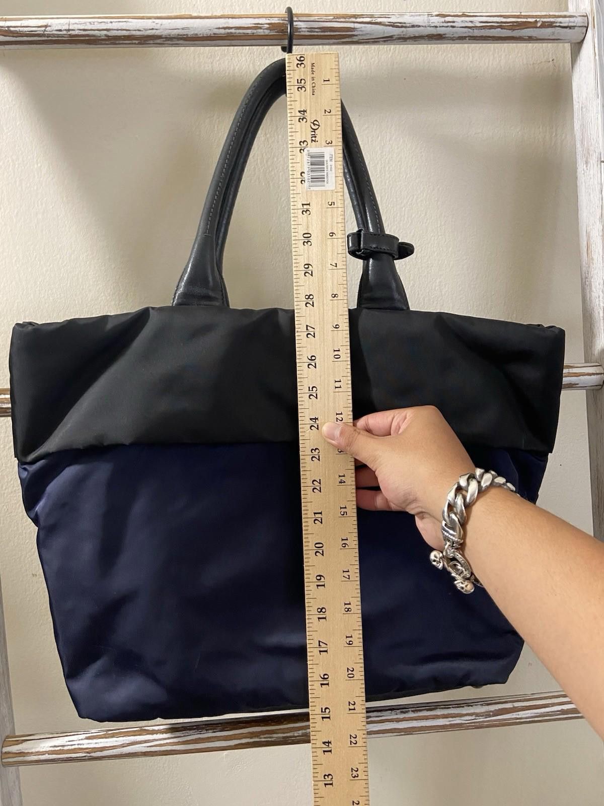 Prada Prada Tessuto Black Blue Nylon Leather Bomber Hand Tote Bag Size ONE SIZE - 4 Thumbnail