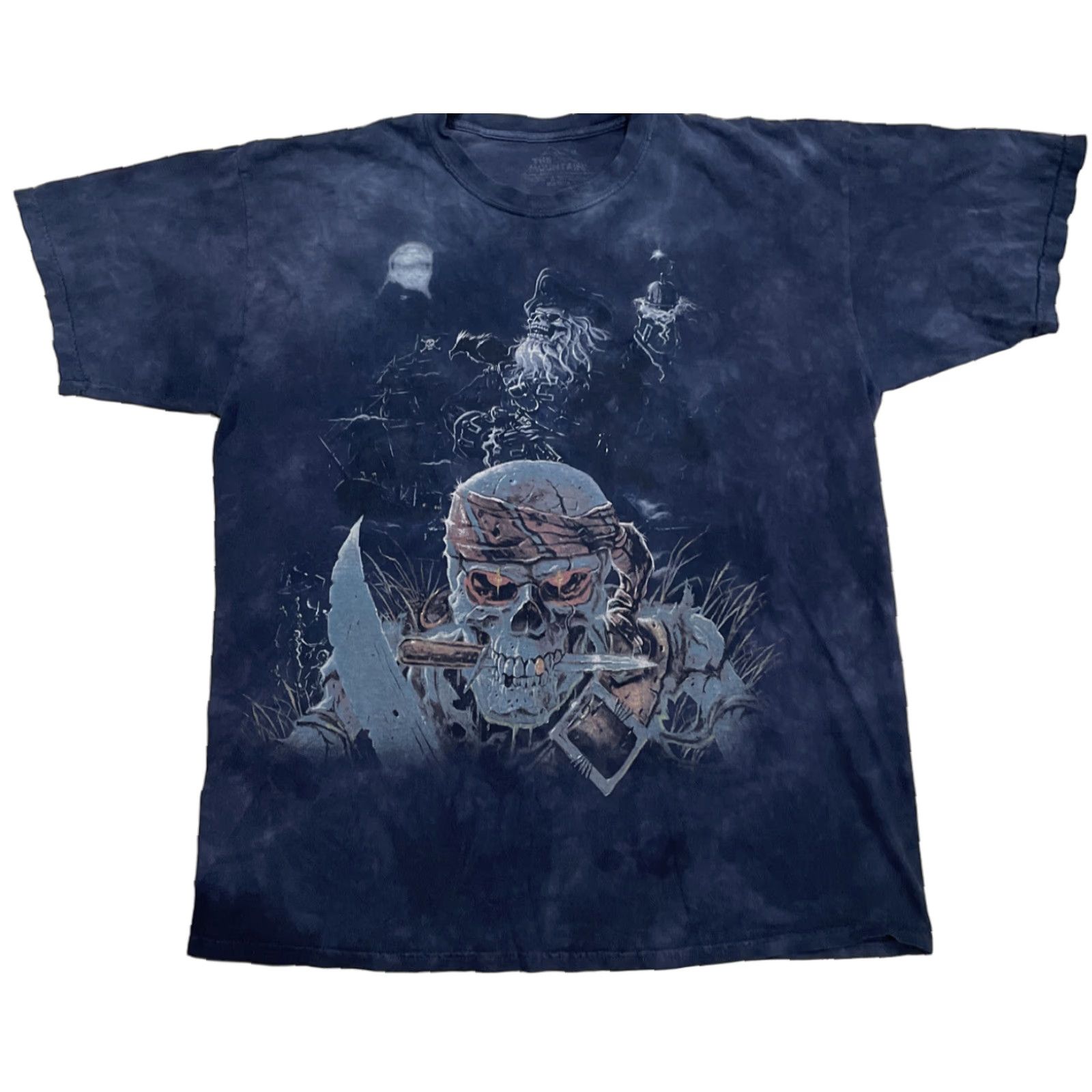 The Mountain VINTAGE The Mountain Graphic Pirate T Shirt XL Blue Skull Ship Tie Dye Tee Juniors? Size US XL / EU 56 / 4 - 1 Thumbnail