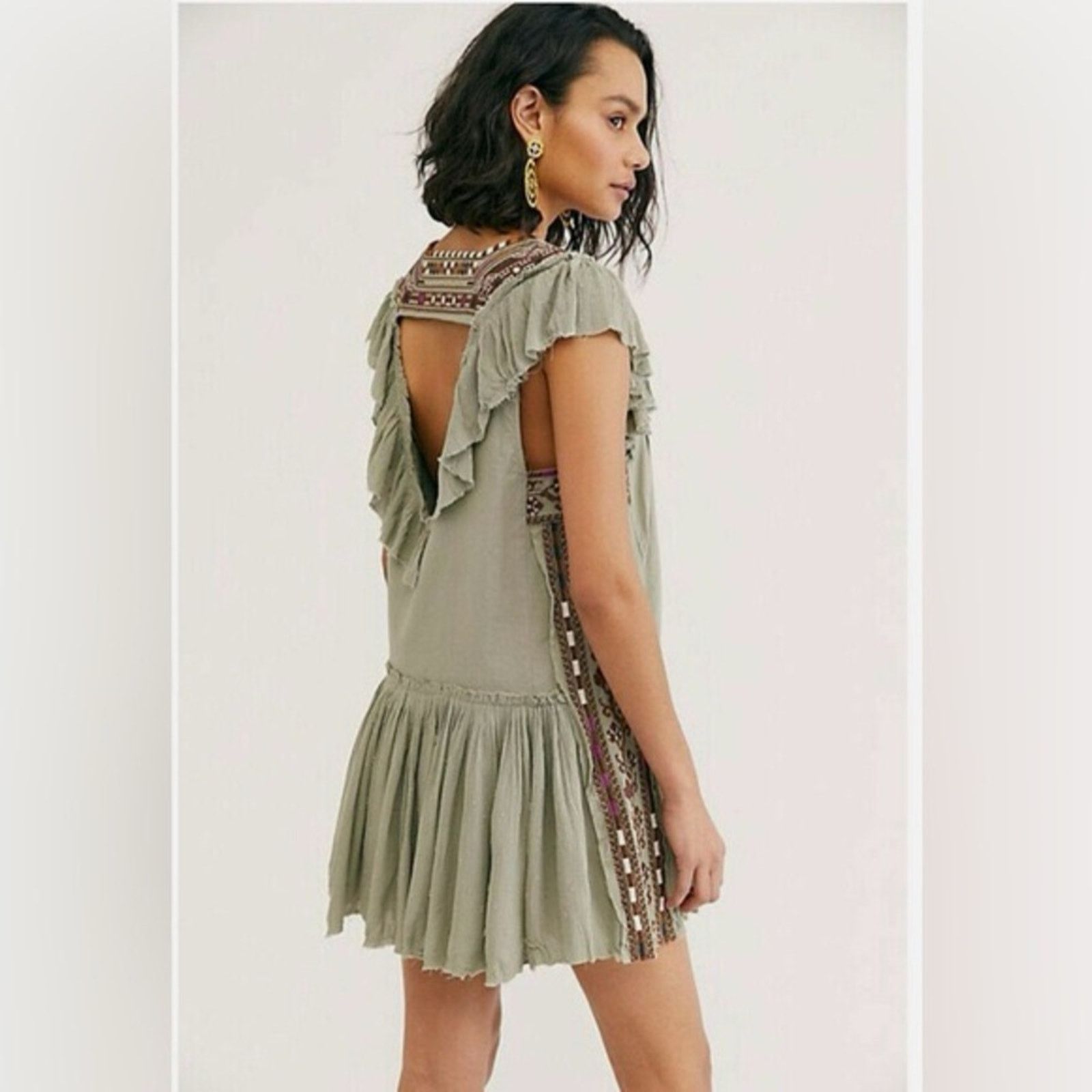Free People Free People Day Glow Boho Embroidered Mini Dress Womens Med Size M / US 6-8 / IT 42-44 - 2 Thumbnail