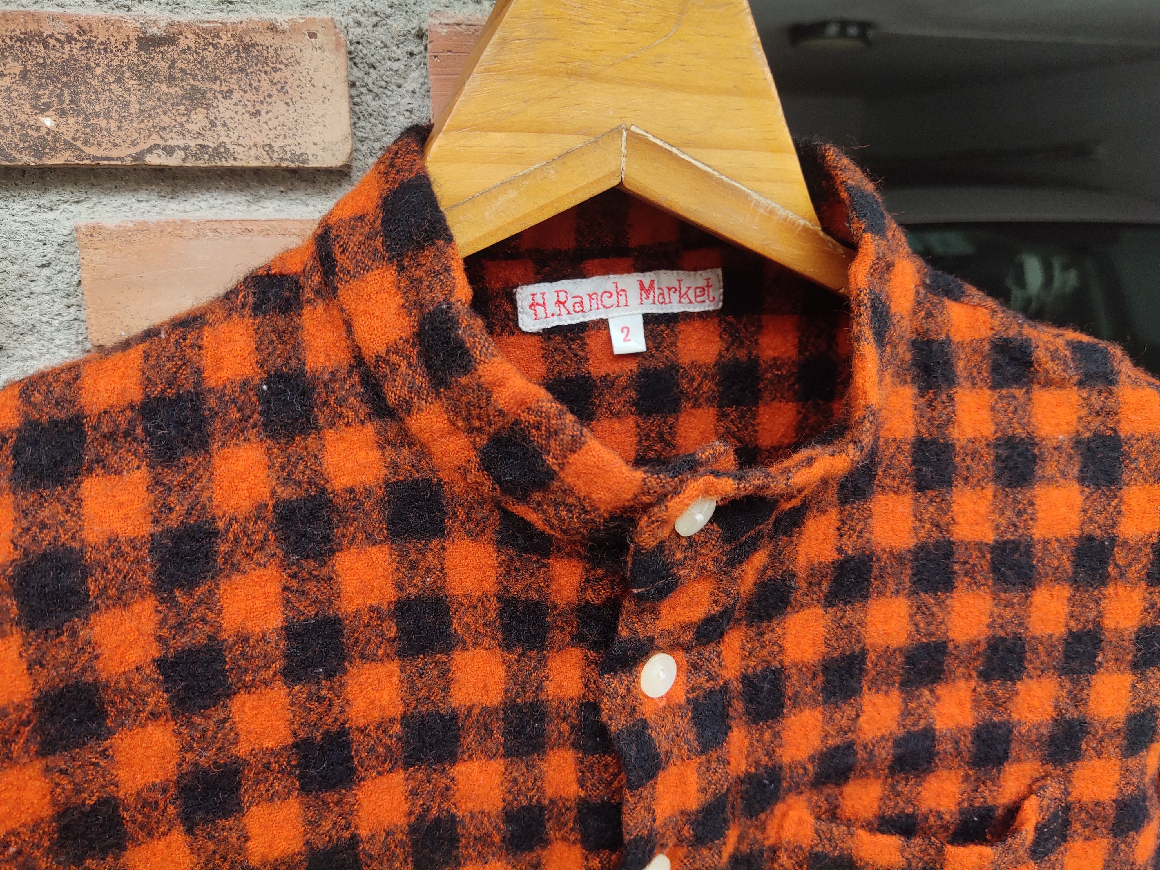 HOLLYWOOD RANCH MARKET (S249) HRM Hollywood Ranch Market Orange Buffalo Plaid Shirt Size XS / US 0-2 / IT 36-38 - 2 Thumbnail