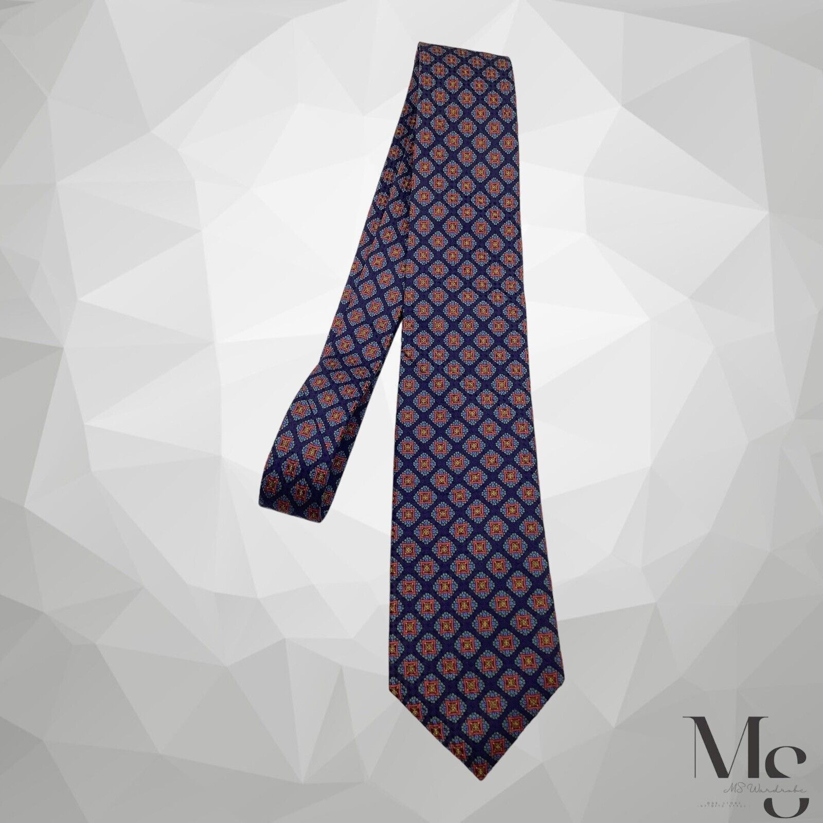 Charles Tyrwhitt CHARLES TYRWHITT XL Blue Medallion Silk Tie Made In England Size ONE SIZE - 3 Thumbnail