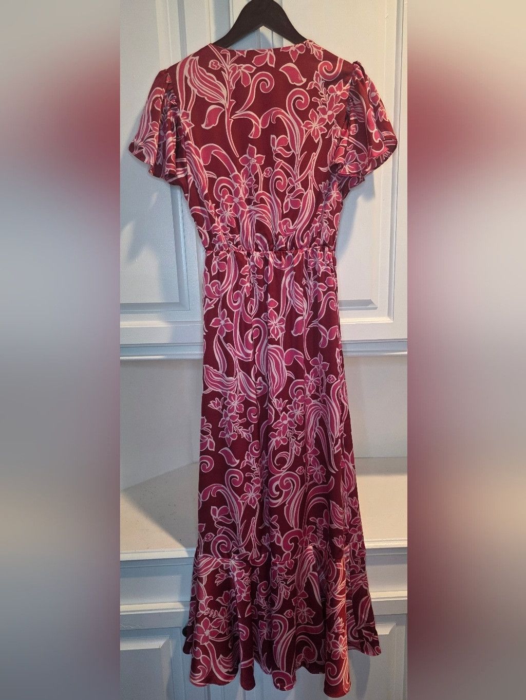 Nicole Miller Nicole Miller New York XS Pink Floral Wrap Midi Dress Flutte Size XS / US 0-2 / IT 36-38 - 2 Thumbnail