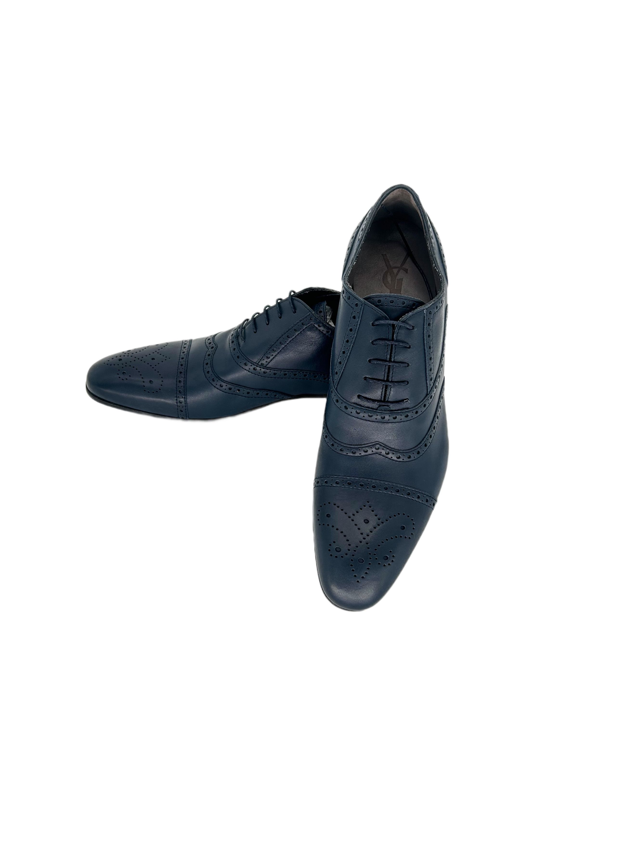 Yves Saint Laurent Yves Saint Laurent Blue Oxford Brogue Shoe Size US 7 / EU 40 - 4 Thumbnail
