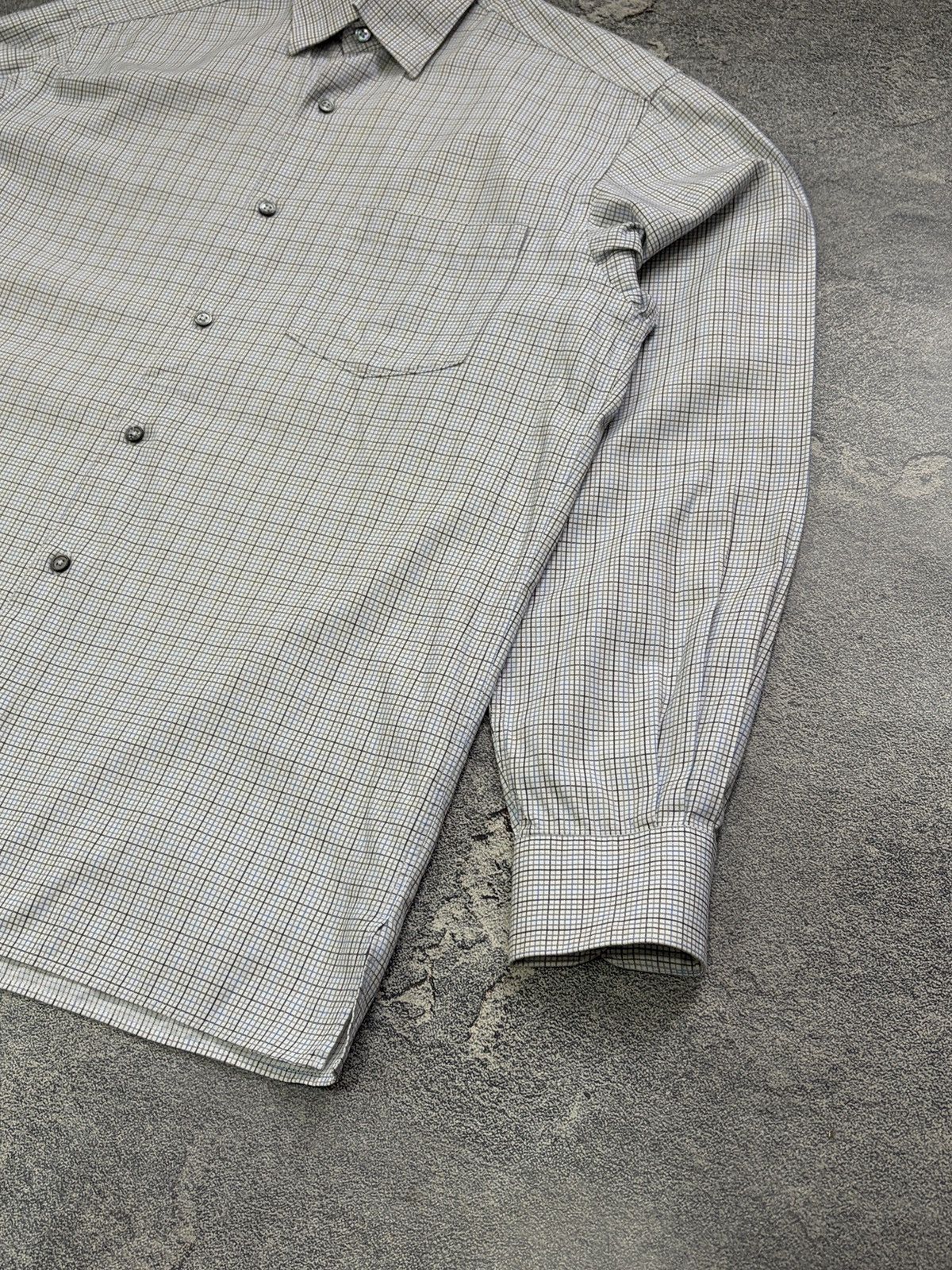 Ermenegildo Zegna Ermenegildo Zegna Plaid Shirt Blue Grey Button Up Italy M Size US M / EU 48-50 / 2 - 14 Thumbnail