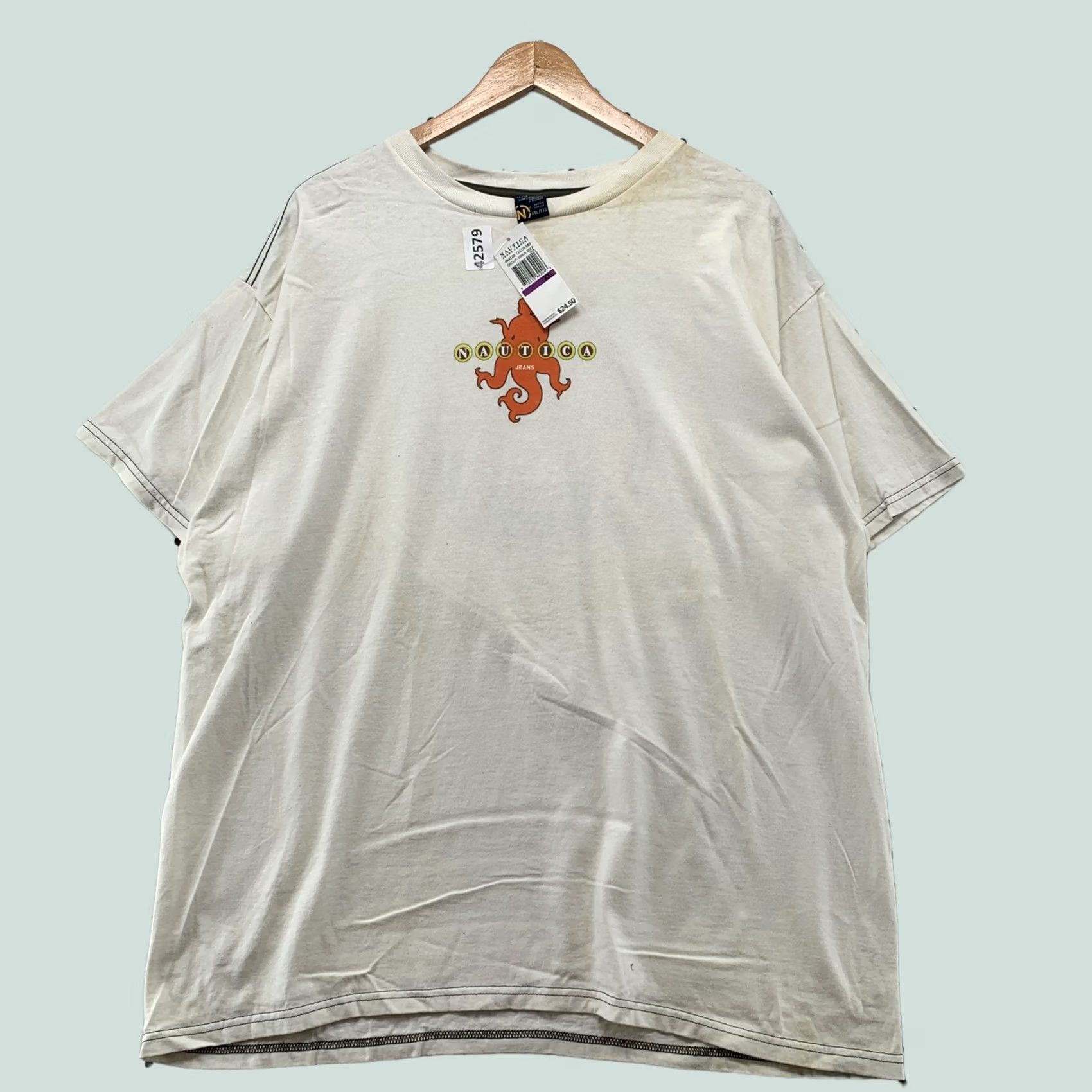 Nautica VINTAGE Nautica Jeans Shirt Mens 2XL White Cream New NWT Shirt Mens 2XL White Jeans Shirt Nautica Size US XXL / EU 58 / 5 - 1 Thumbnail