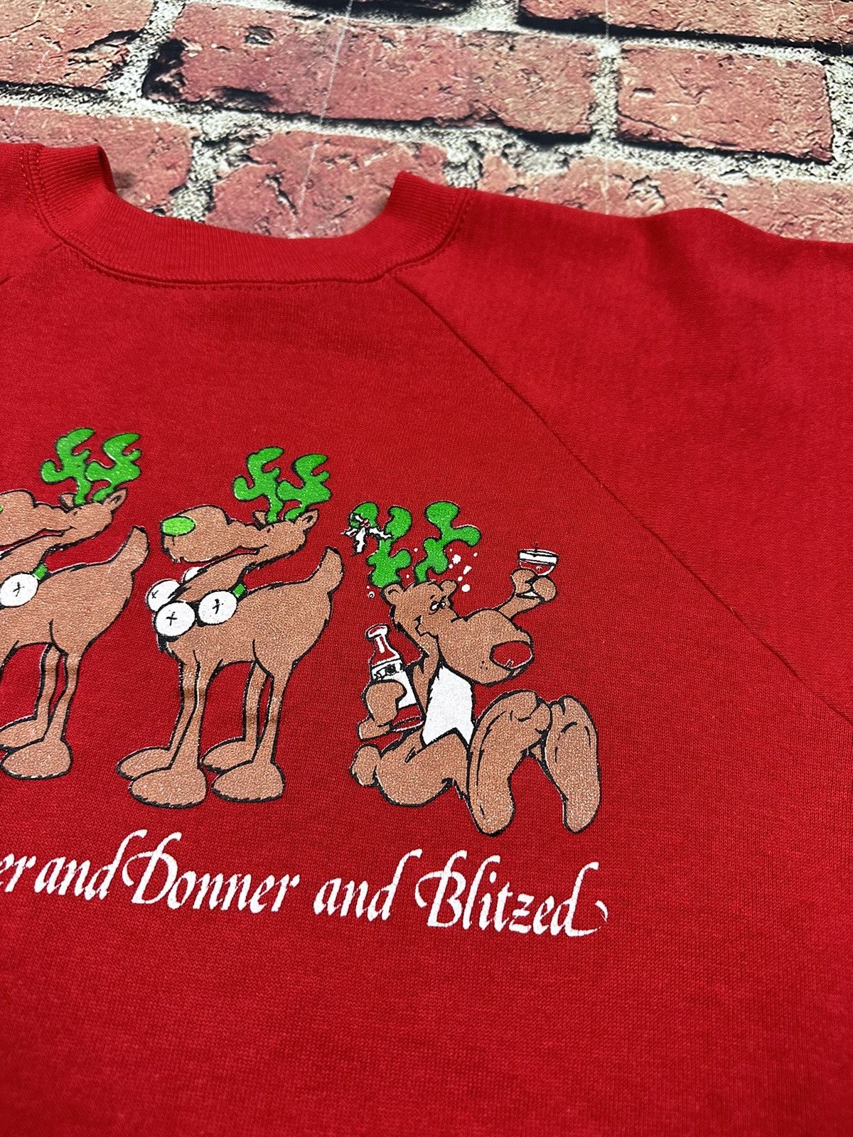 Vintage Vintage Reindeer Dasher Blitzed Drunk Christmas Sweatshirt Size US L / EU 52-54 / 3 - 5 Thumbnail