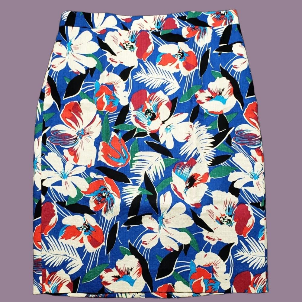 J.Crew J.CREW Floral Pencil Skirt Womens 2 Multicolor Above Knee Lined Cotton Size 26" / US 2 / IT 38 - 1 Thumbnail
