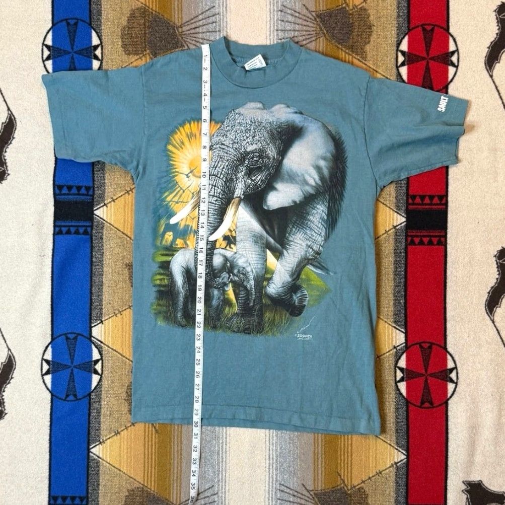 TEE JAYS VINTAGE 90s Elephant Big Graphic T-Shirt Tee jays Blue M Men Crew Neck Short Sleeve/Single Stitch? Size US M / EU 48-50 / 2 - 8 Thumbnail