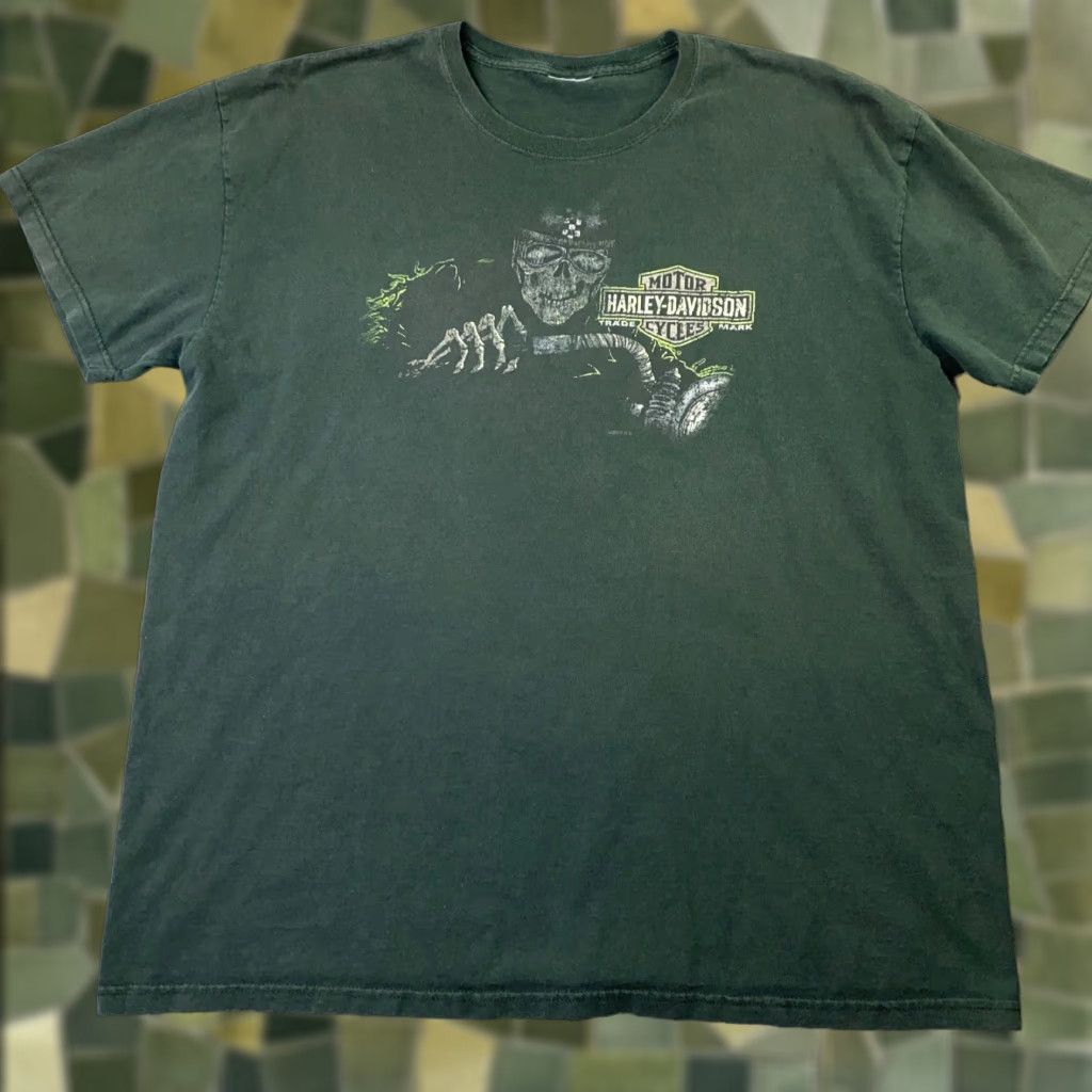 Harley Davidson Harley-Davidson Mens Shirt 2XL Green Crew Neck Short Sleeve T-Shirt Western Reserve Mentor OH Graphic Print Hanes Beefy-T Size US XXL / EU 58 / 5 - 1 Thumbnail
