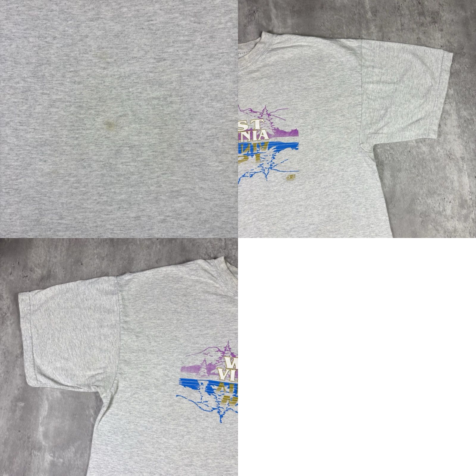Gildan VINTAGE West Virginia T Shirt Mountain Art Outdoors Adult XL Gray 90s Gildan Cotton Crew Neck Short Sleeve Regular Mens Size US XL / EU 56 / 4 - 8 Thumbnail