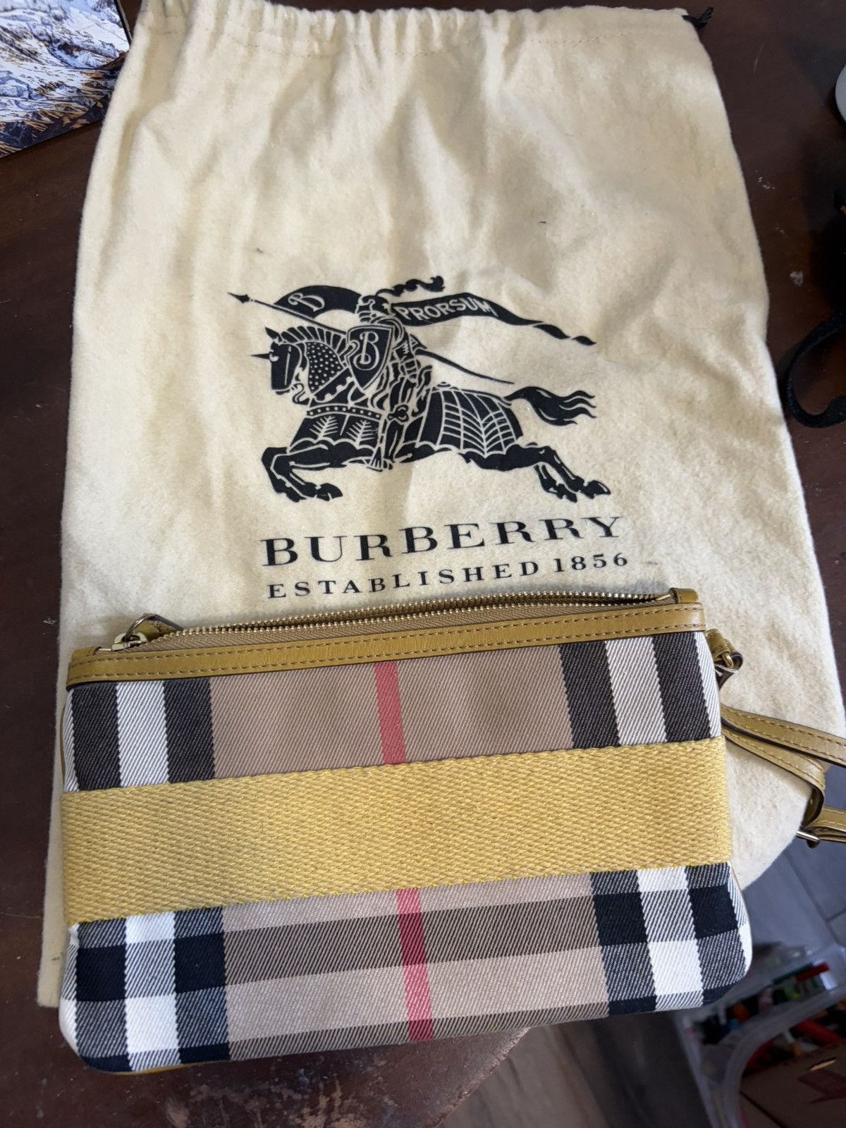 Burberry Burberry Haymarket Check & Yellow Pouch Bag Size ONE SIZE - 1 Thumbnail