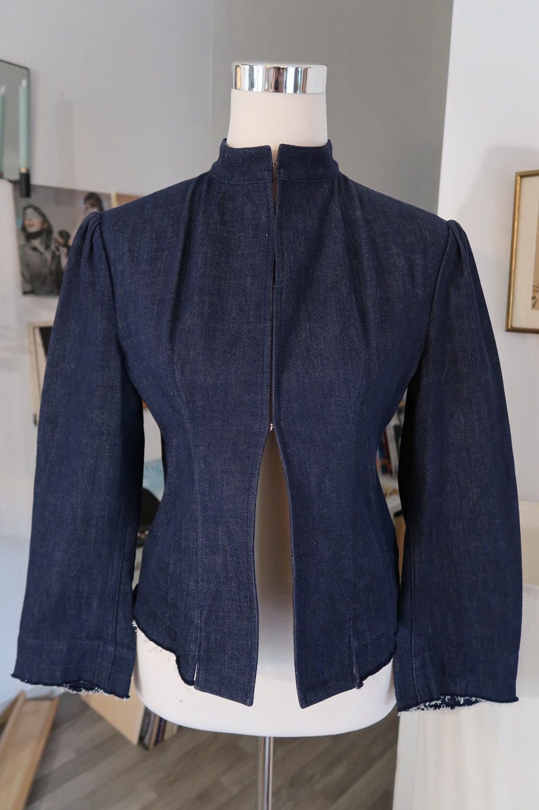 Yohji Yamamoto Raw denim Yohji Yamamoto jacket with mandarin collar Size 38R - 1 Thumbnail