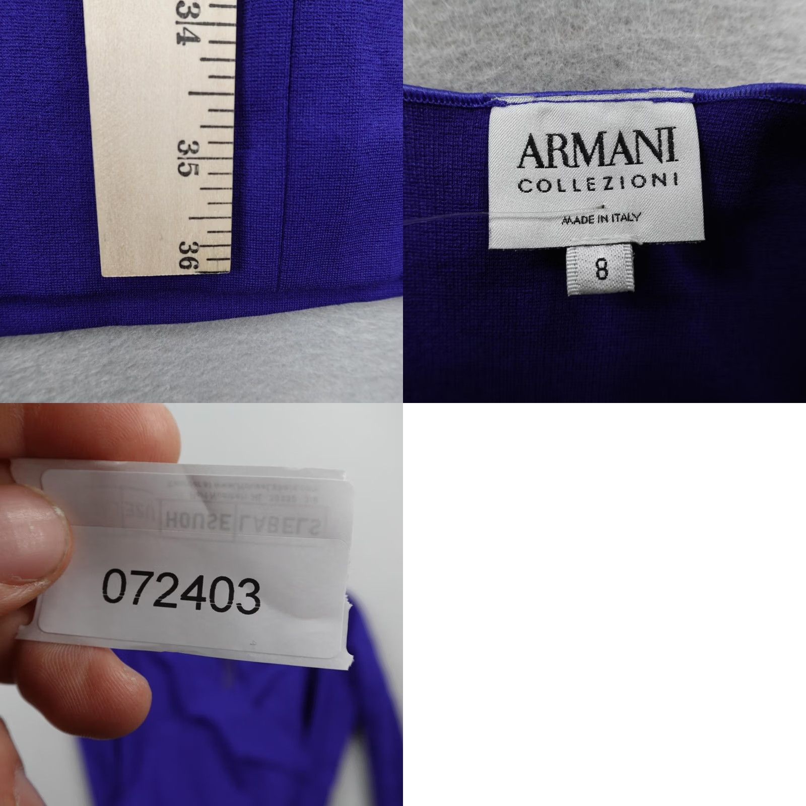 Armani Armani Collezioni Dress Womens Blue Sheath Knee Length V Neck Long Sleeve 8 Size M / US 6-8 / IT 42-44 - 8 Thumbnail