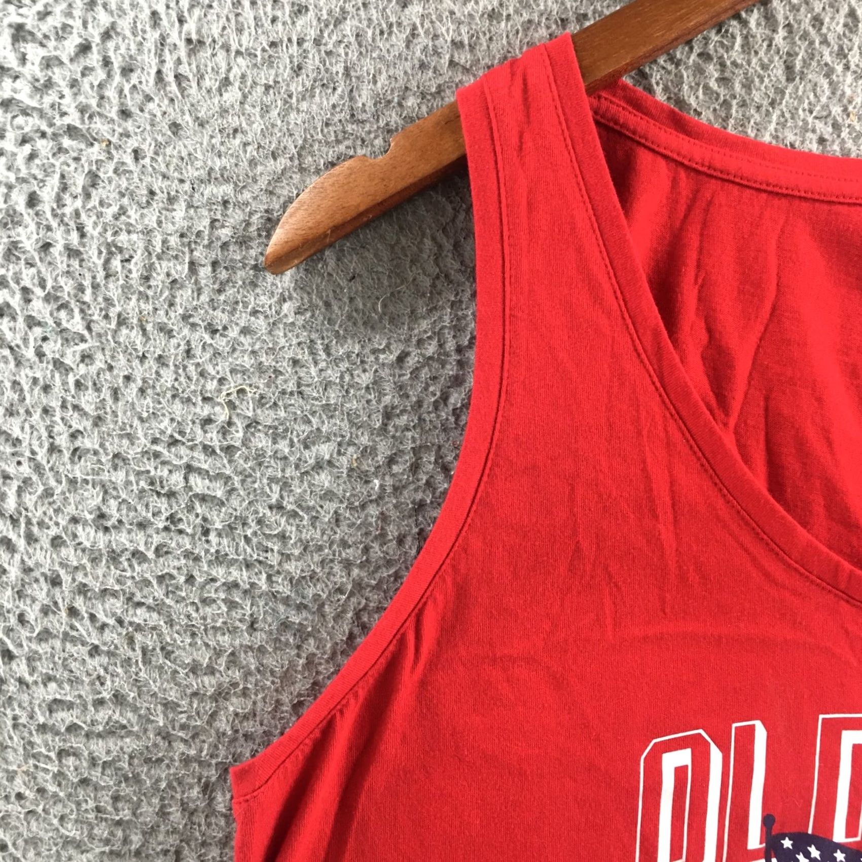 Old Navy Old Navy Tank Top Red Slim Fit Womens L Sleeveless American Flag Cotton Blend Tank Top Size L / US 10 / IT 46 - 5 Thumbnail