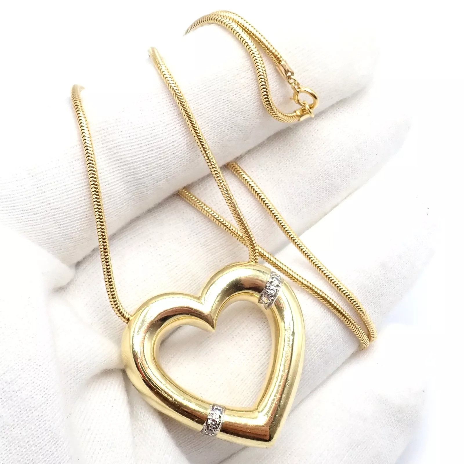 Tiffany & Co. Tiffany & Co 18k Yellow Gold Diamond Large Heart Necklace Size ONE SIZE - 4 Thumbnail