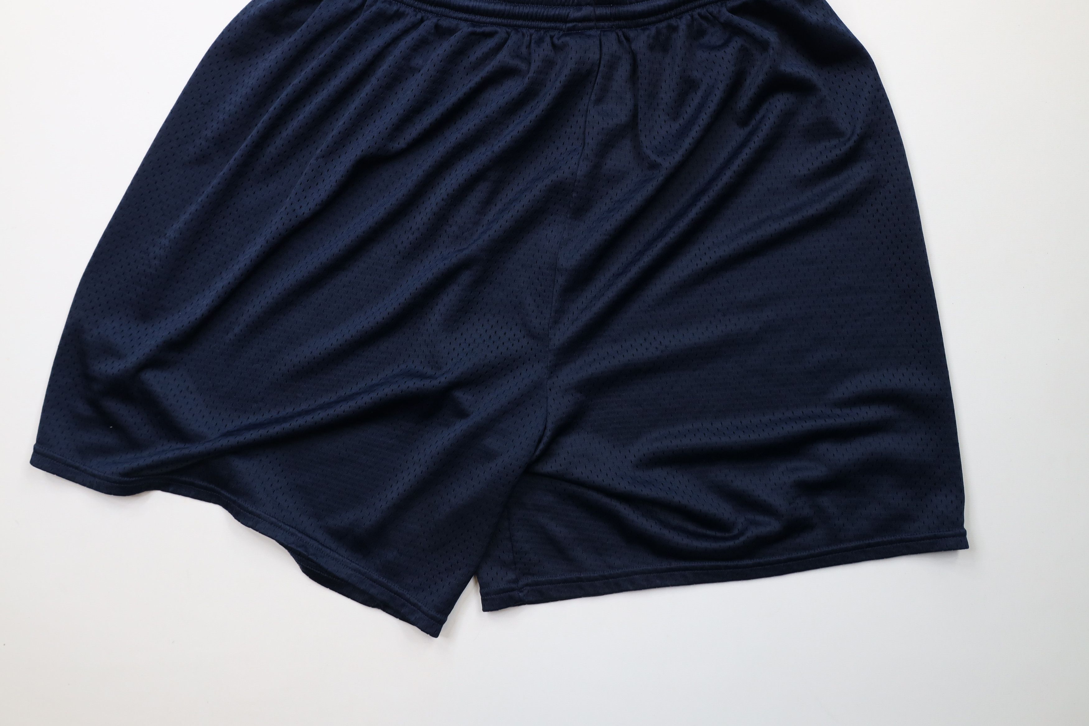 Nike × Vintage Vintage Nike Mini Swoosh Above Knee Mesh Shorts Navy Blue Size US 36 / EU 52 - 12 Thumbnail