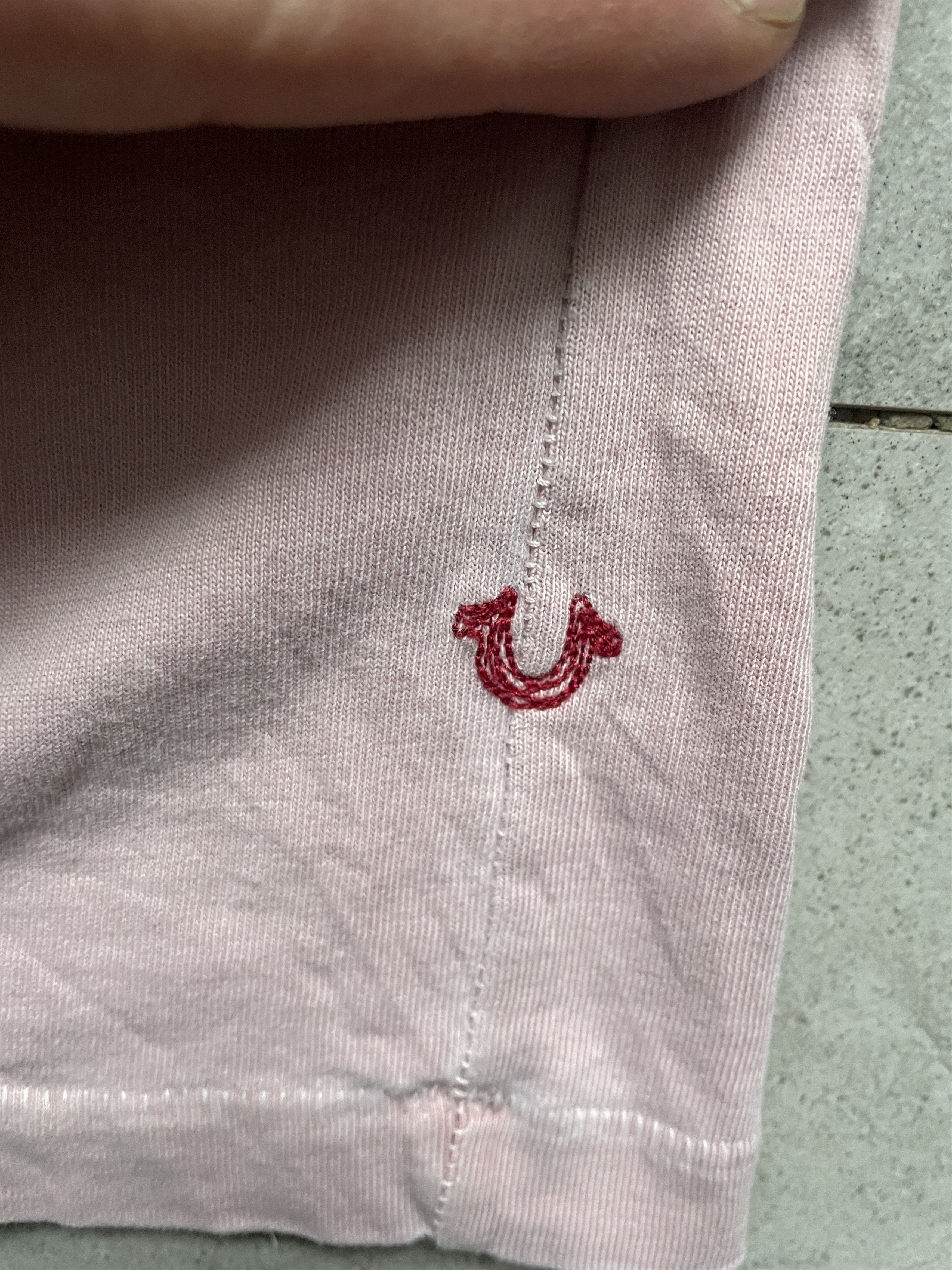 True Religion Y2K TRUE RELIGION WASHED LIGHT PINK STITCHED TEE Size US XXL / EU 58 / 5 - 8 Thumbnail