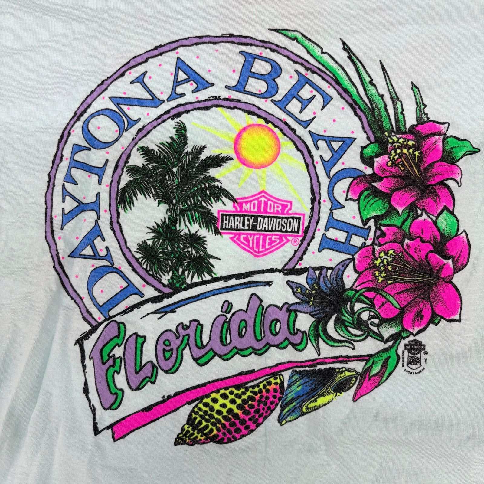 Harley Davidson Vintage 90s Harley-Davidson Beach Cropped Graphic T-shirt Size L / US 10 / IT 46 - 3 Thumbnail