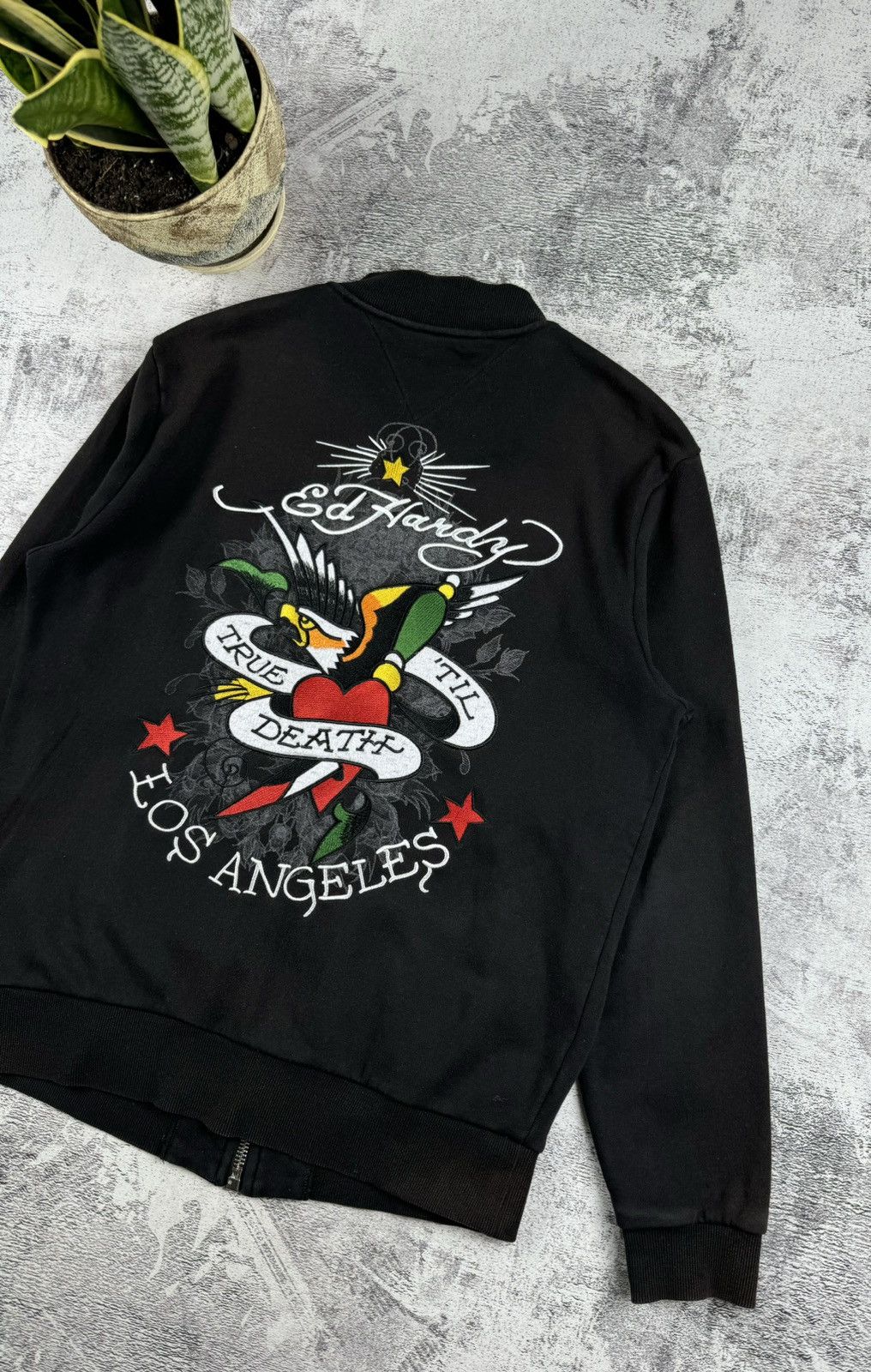 Ed Hardy Ed Hardy Y2K Sun Faded Till Death Bomber Hoodie Pullovover Size US XL / EU 56 / 4 - 5 Thumbnail