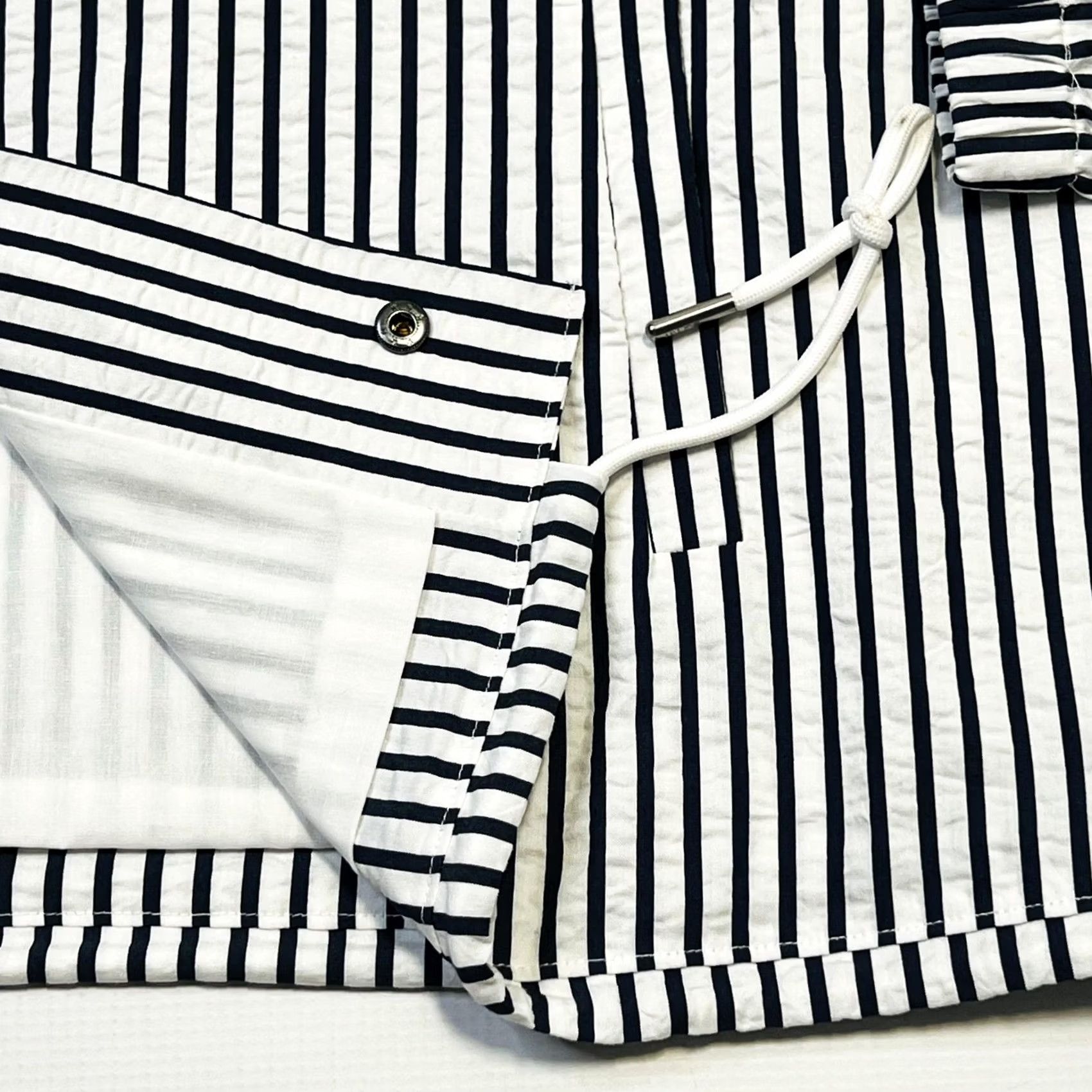 Esprit Esprit Jacket Womens M Black White Striped Button Up Drawstring Lightweight Windbreaker Size M / US 6-8 / IT 42-44 - 5 Thumbnail