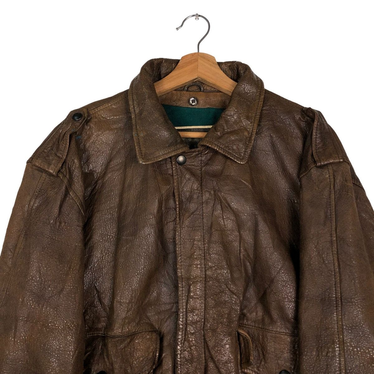 Japanese Brand 🔥VINTAGE FLY LEATHER JACKET MILITARY PIERRE BONEE USA Size US L / EU 52-54 / 3 - 3 Thumbnail