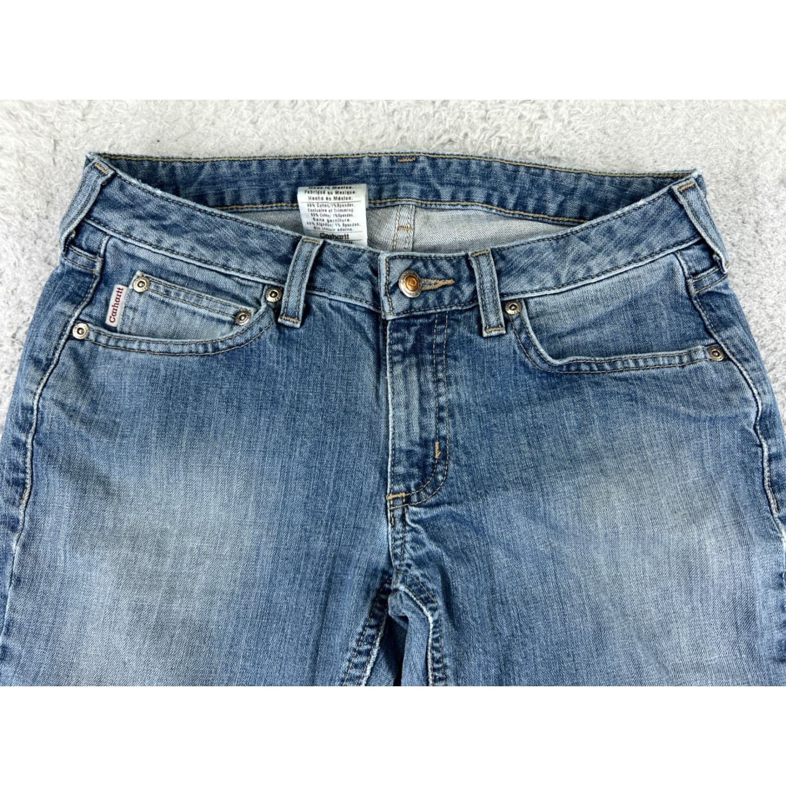Carhartt Carhartt Jeans Womens 27 Blue Denim Bootcut 5-Pocket Regular Inseam 31 Cotton Blend Stretch Hem Wear Vintage No Size 27" / US 4 / IT 40 - 4 Thumbnail