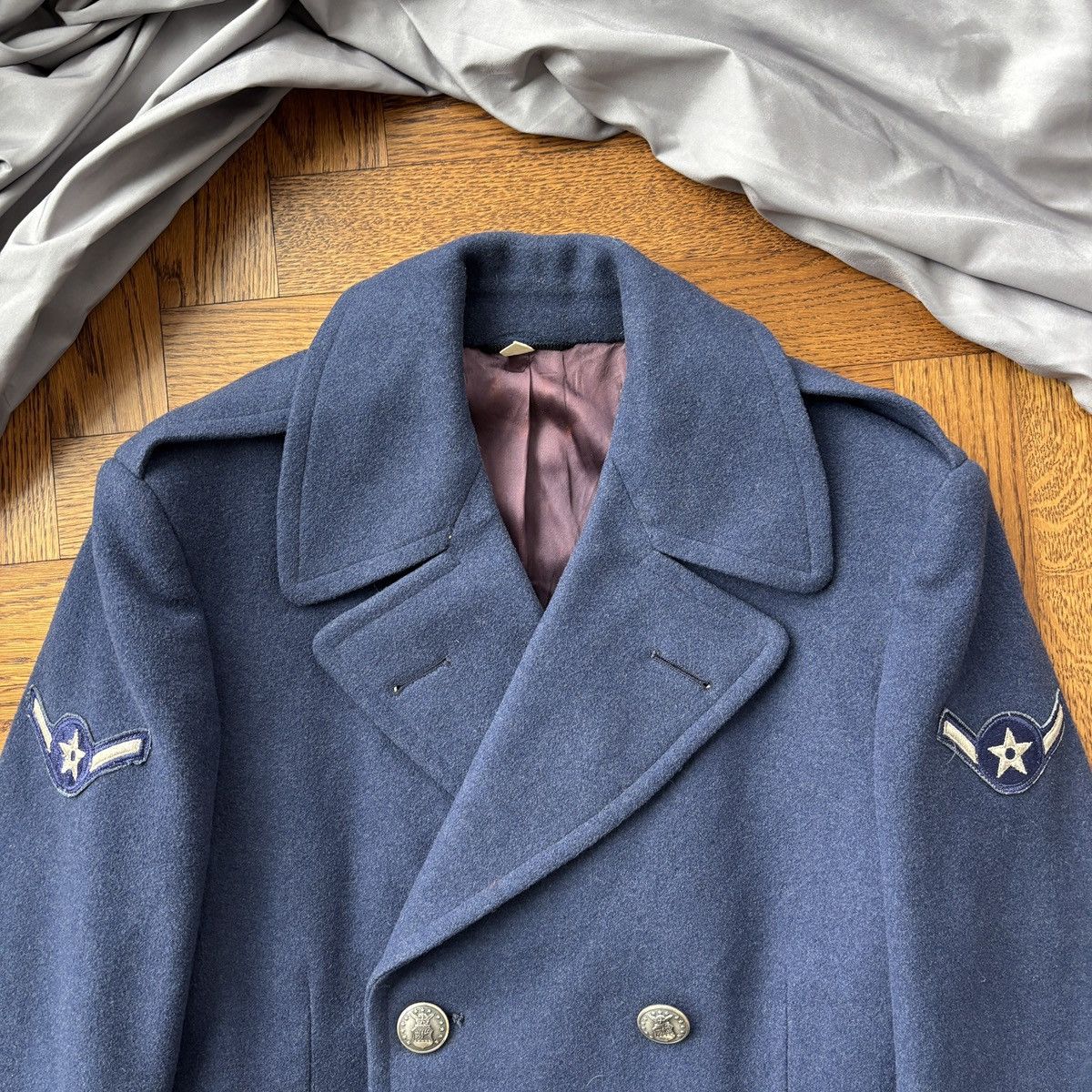 Vintage 1960s USAF Overcoat Vintage Wool Jacket Pembroke Trench 60s Size US S / EU 44-46 / 1 - 5 Thumbnail