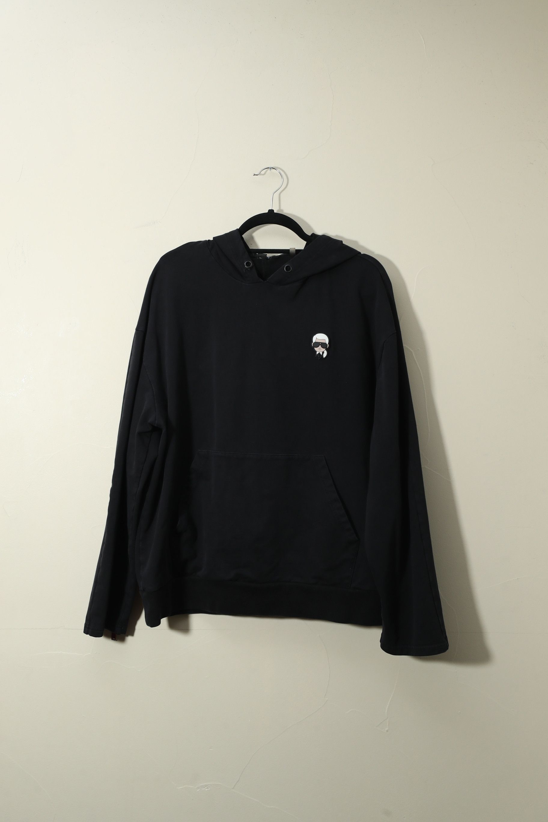 image of Karl Lagerfeld Zip Sleeve Black Hoodie (M), Men's (Size Medium)