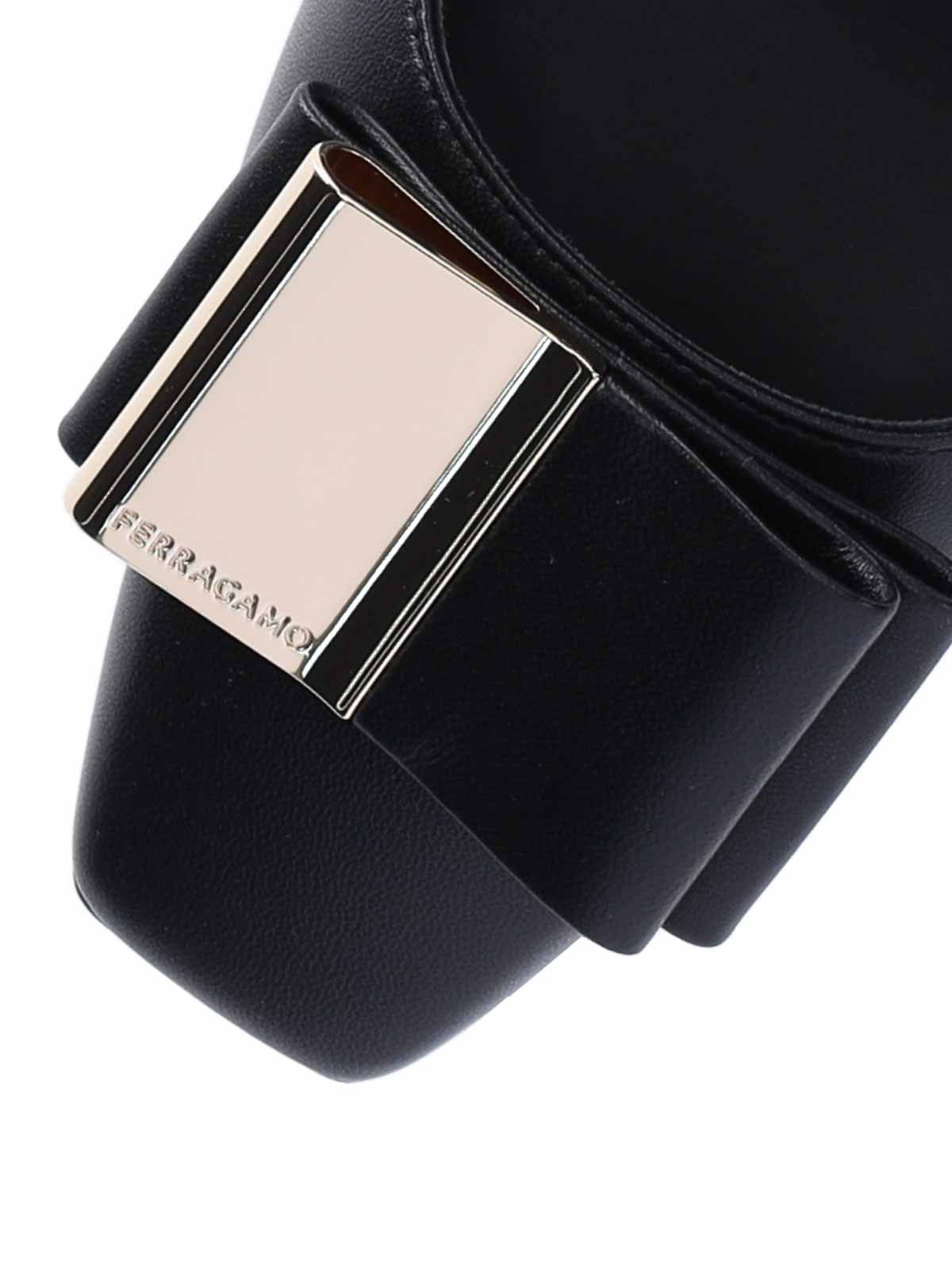Salvatore Ferragamo o1s1rm0526 Lena 60 Leather Pumps in Black Size US 7 / IT 37 - 5 Thumbnail