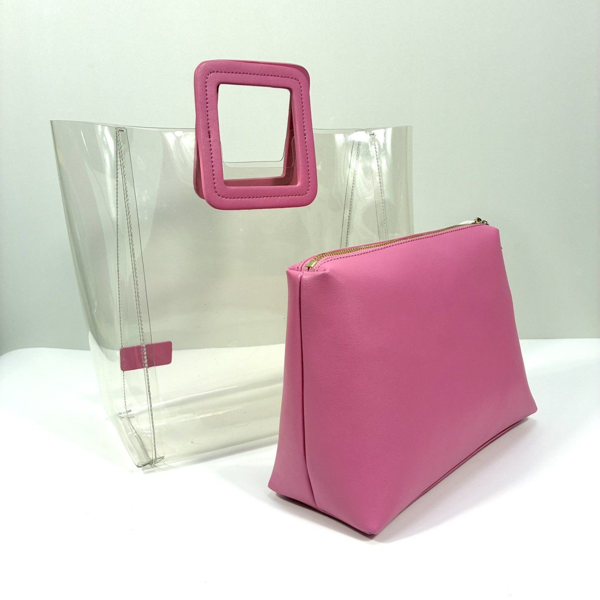Staud Staud Shirley Transparent Handbag Tote Leather Clear Pink Size ONE SIZE - 14 Thumbnail