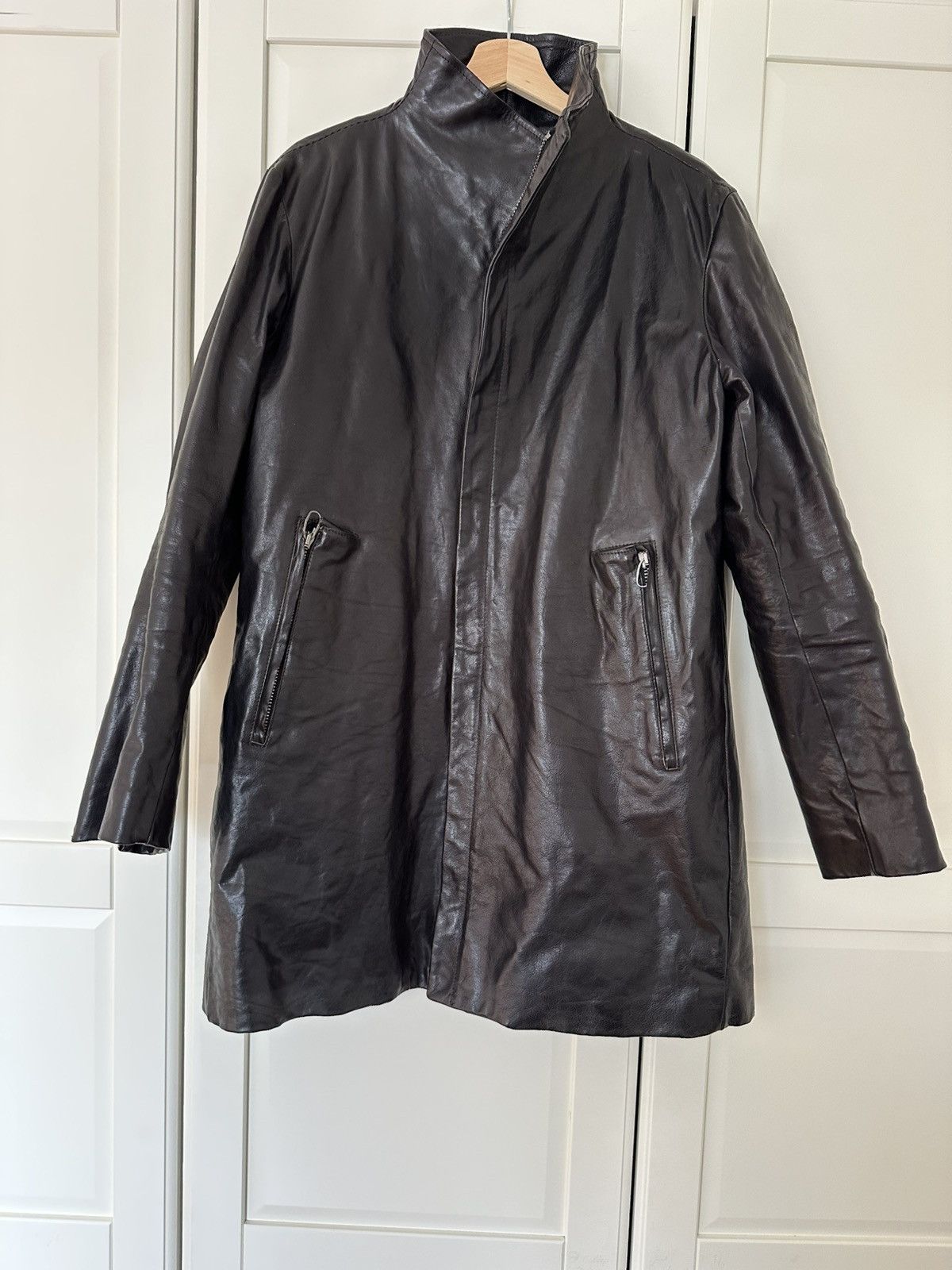 Daniele Basta Long High Neck Leather Jacket With Thindown Padding Size US L / EU 52-54 / 3 - 2 Thumbnail