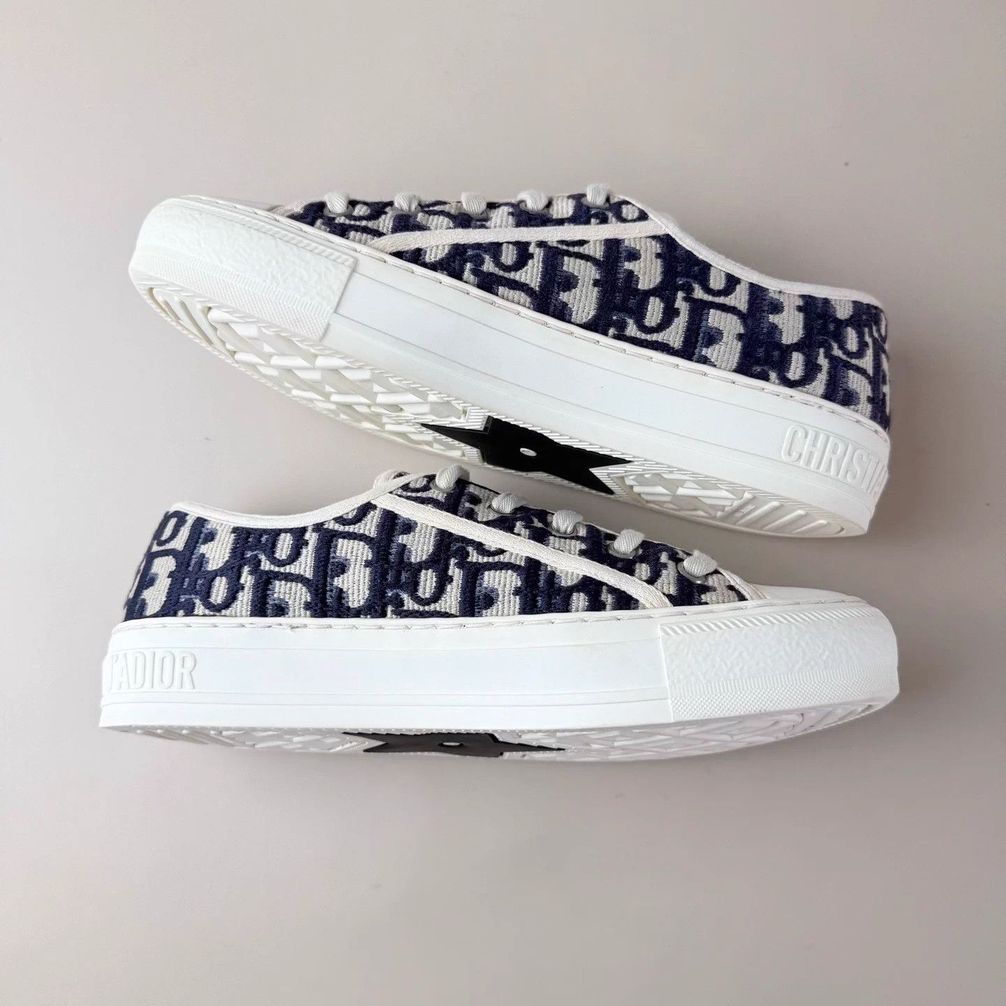 Dior Dior White Blue Embroidered Lace-Up Sneakers 36 99New Size US 5 / IT 35 - 6 Thumbnail