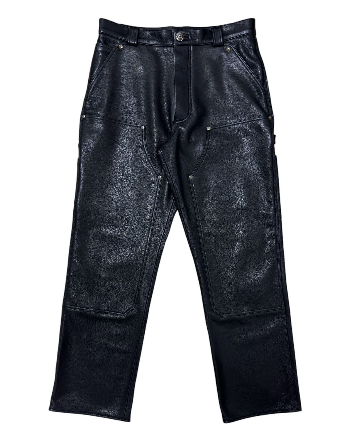 Chrome Hearts Chrome Hearts Black Leather Double Knee Chrome Hearts Chrome Hearts Black Leather Double Knee