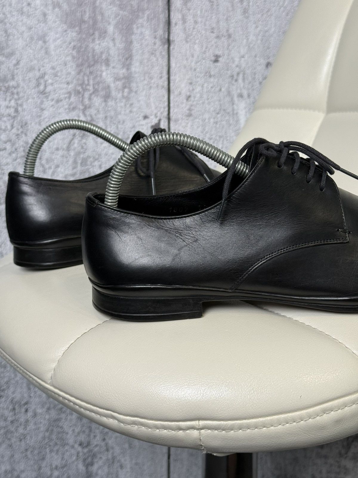 Prada PRADA Men’s Black Leather Lace Up Dress Derby Dress Shoes Size US 8.5 / EU 41-42 - 10 Thumbnail