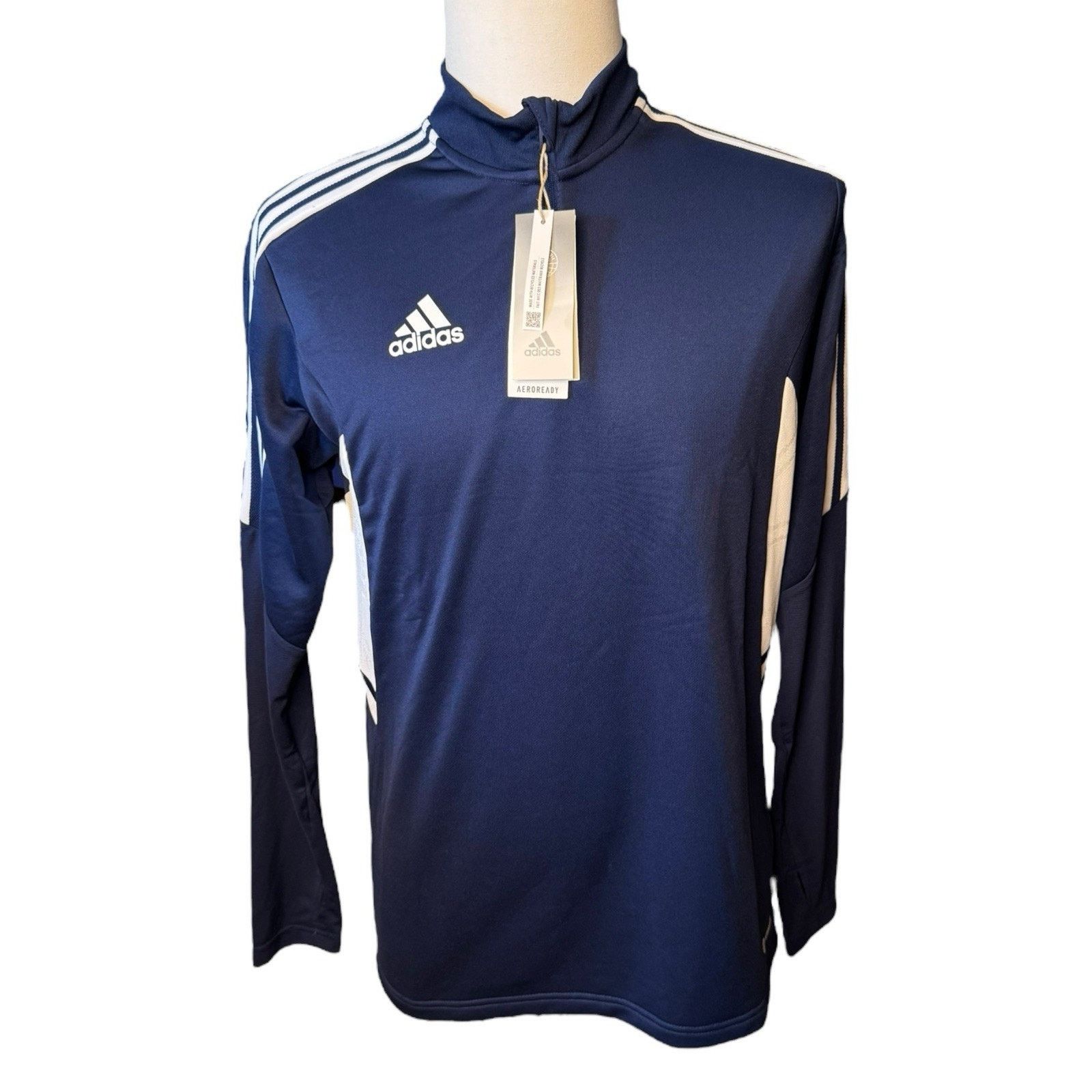 Adidas Adidas NEW Quarter Zip Pullover Men’s Medium Navy Blue White Size US M / EU 48-50 / 2 - 1 Thumbnail