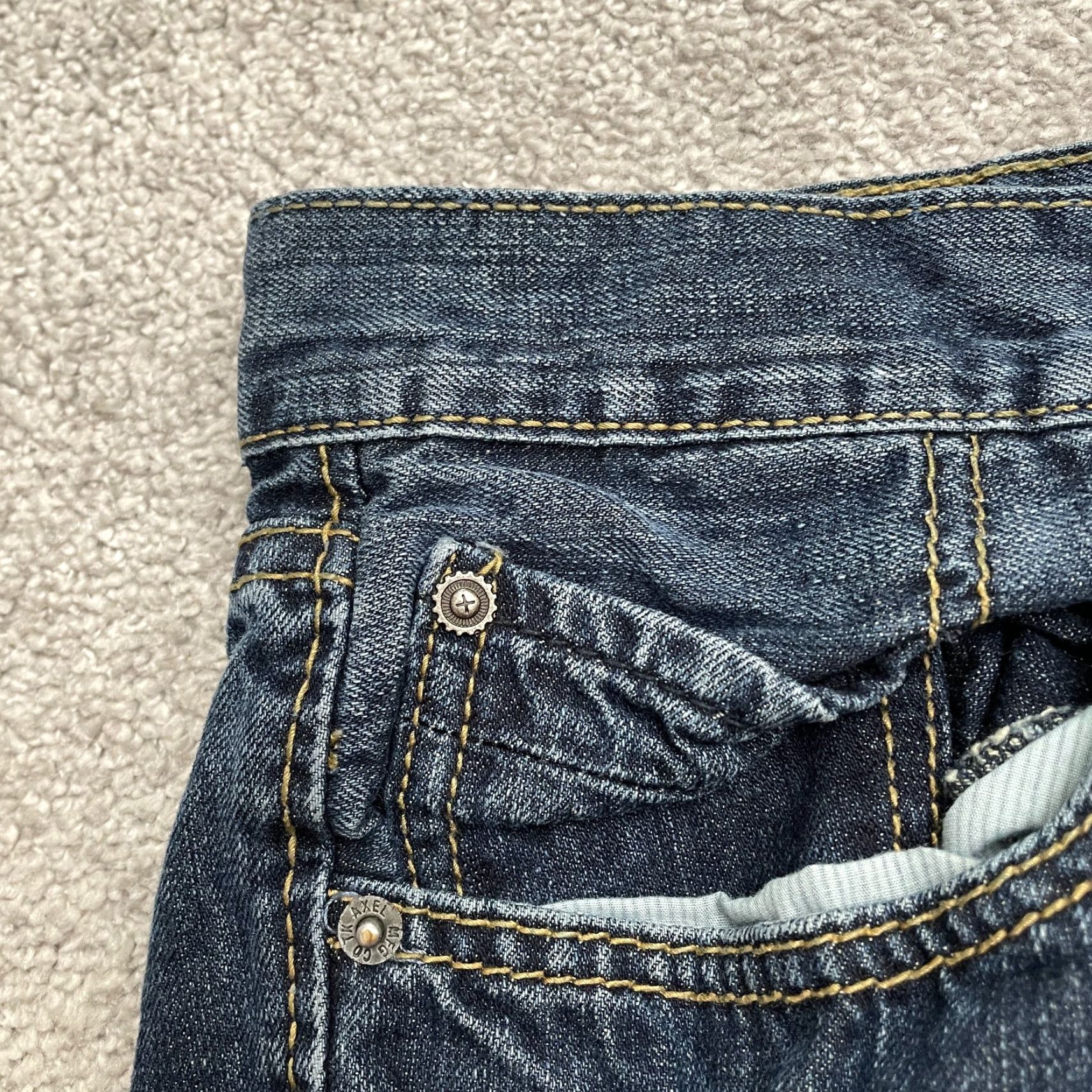 Denime Axel Jeans Denim Blue Dark Wash Mid Rise 32x30 Cotton Regular Womens Straight 5-Pocket Design Classic City USA (Mens) Size 24" / US 00 / IT 34 - 3 Thumbnail