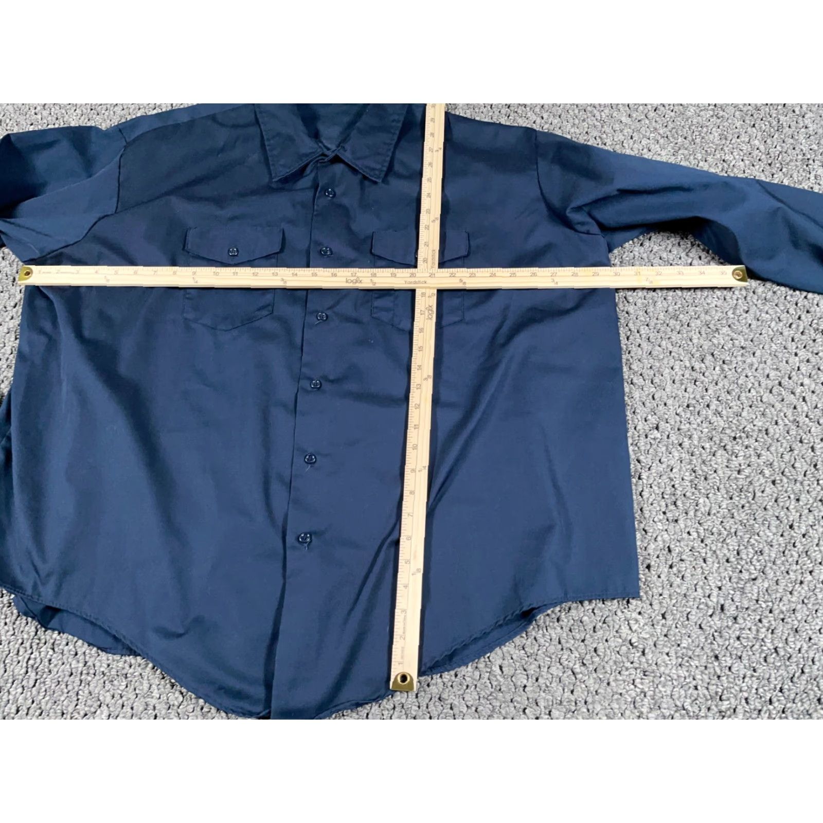 Vintage VTG Key Imperial Work Shirt Adults 19-20 Big Dark Blue Lightweight Workwear Button-Up Cotton Polyester Blend Casual, 80s 90s Grunge Retro Mens Size US XXL / EU 58 / 5 - 6 Thumbnail