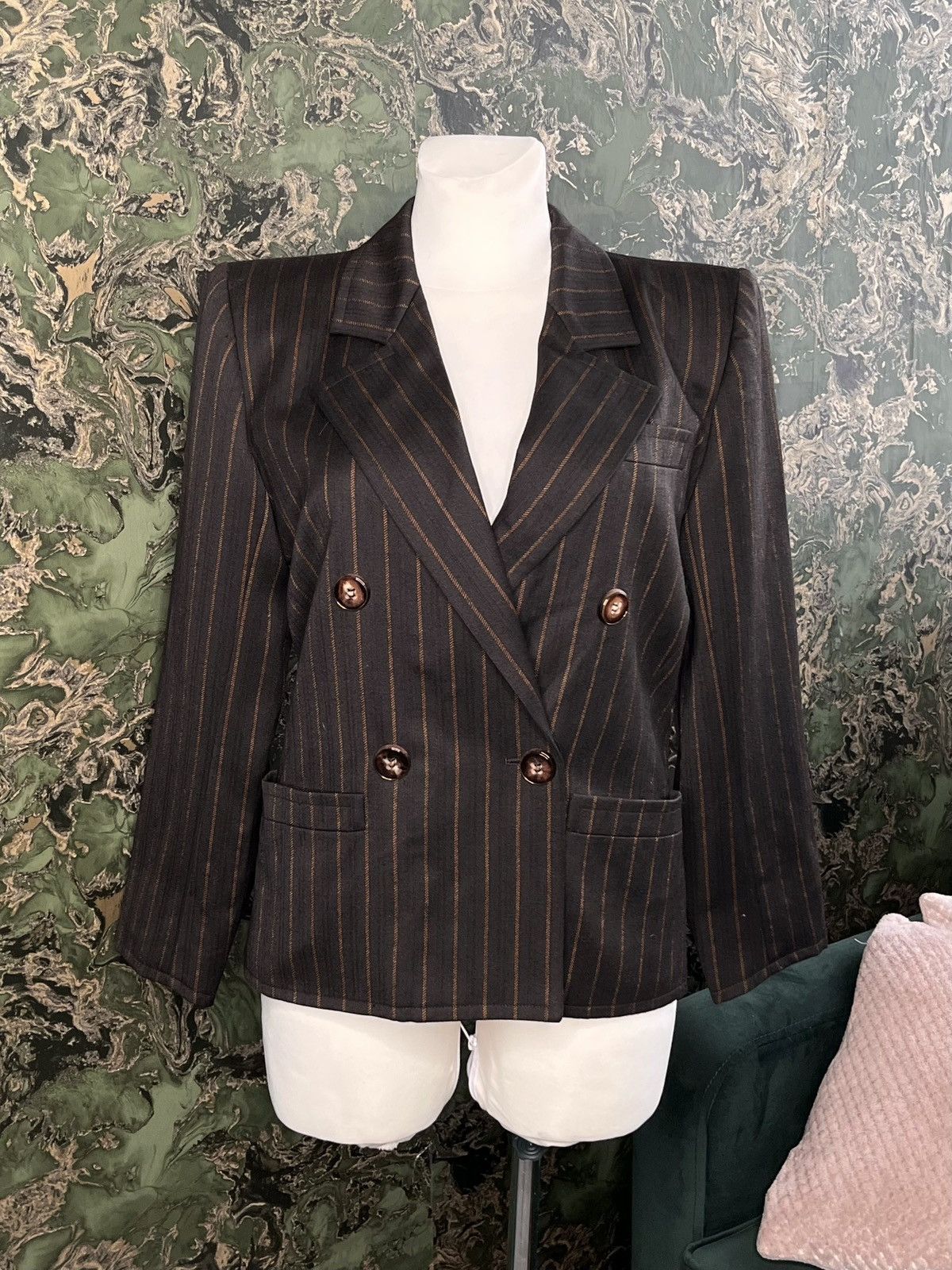 Saint Laurent Paris Grey Orange Striped Classic Luxury Blazer Saint Laurent Size M / US 6-8 / IT 42-44 - 2 Thumbnail