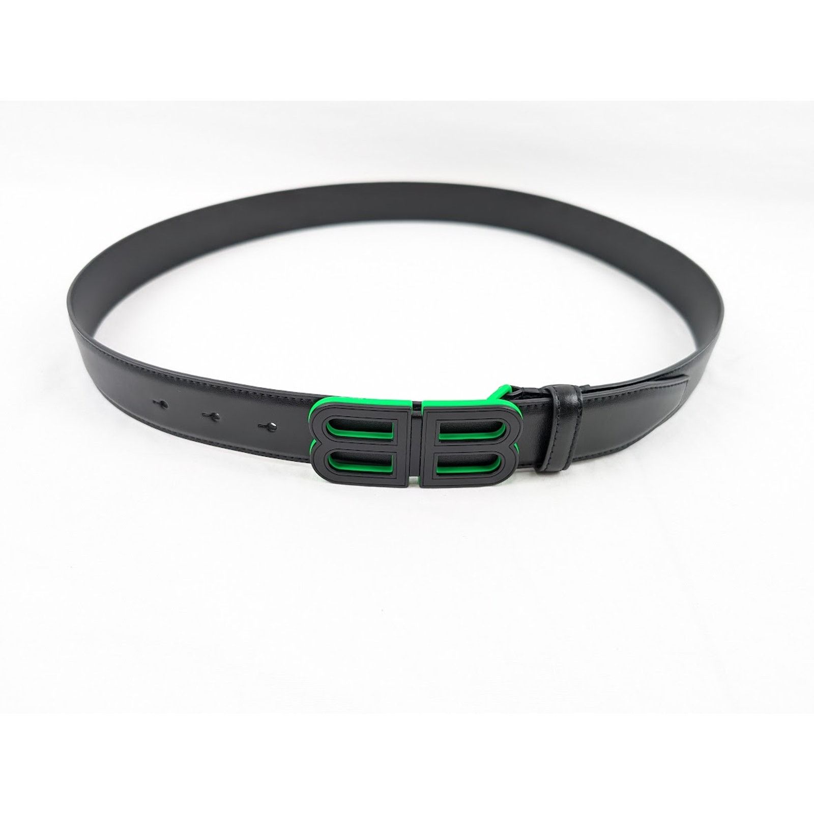 Balenciaga o1rshd1 Q:2 / Size: 85 / BB Hourglass Large Belt Black/Green Size 32 - 14 Thumbnail