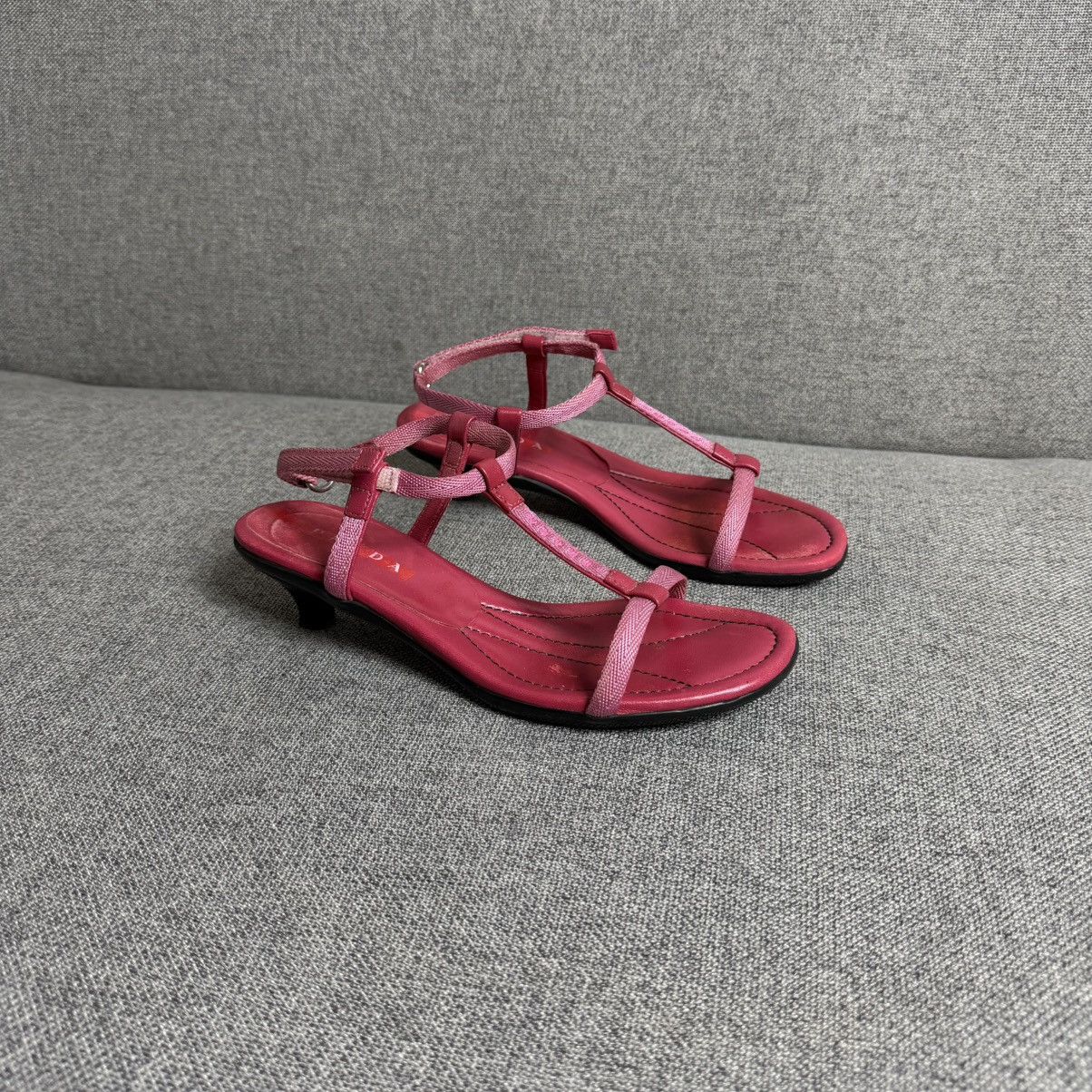 Prada 00s Prada Sport T Bar Strap Kitten Heels in Pink 36 Size US 6.5 / IT 36.5 - 1 Thumbnail
